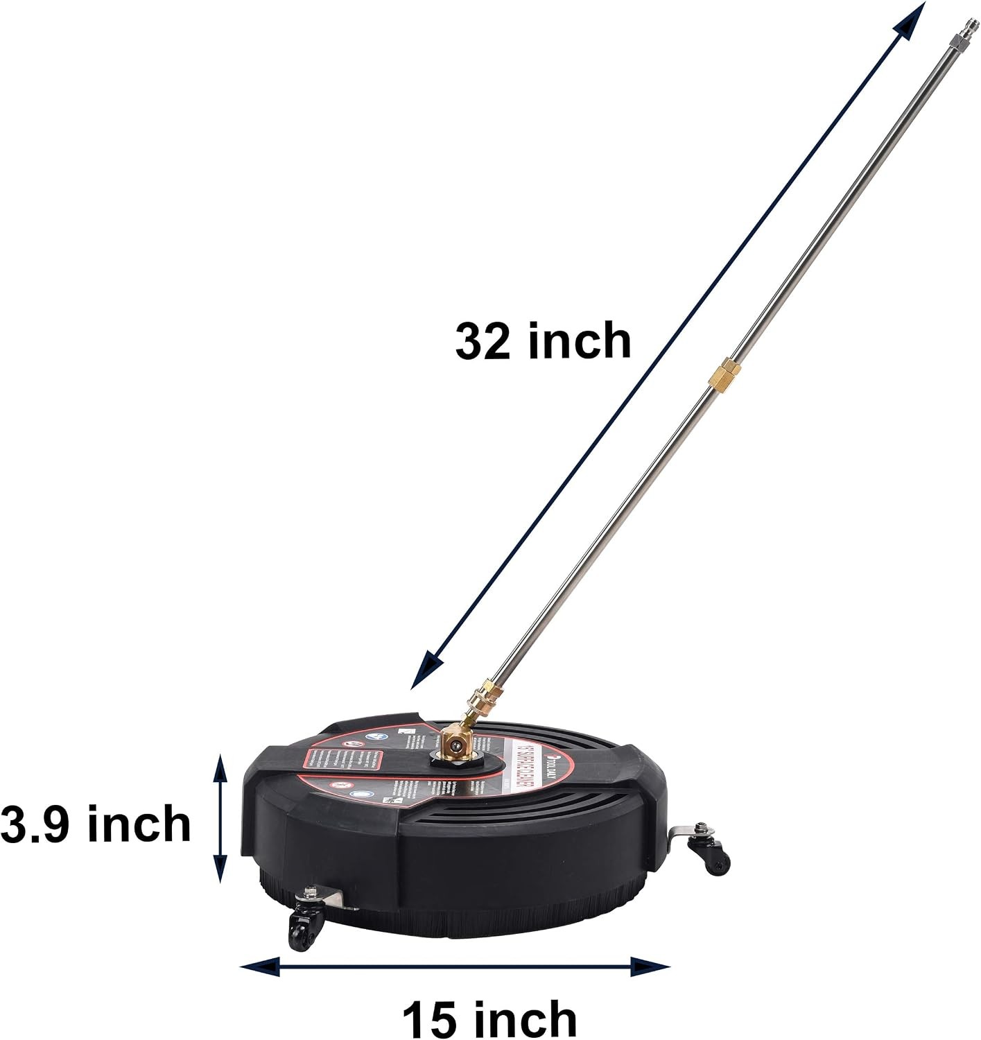 15 Inch Pressure Washer Surface Cleaner with 3 Wheels, 2 Extension Wands, Surfac