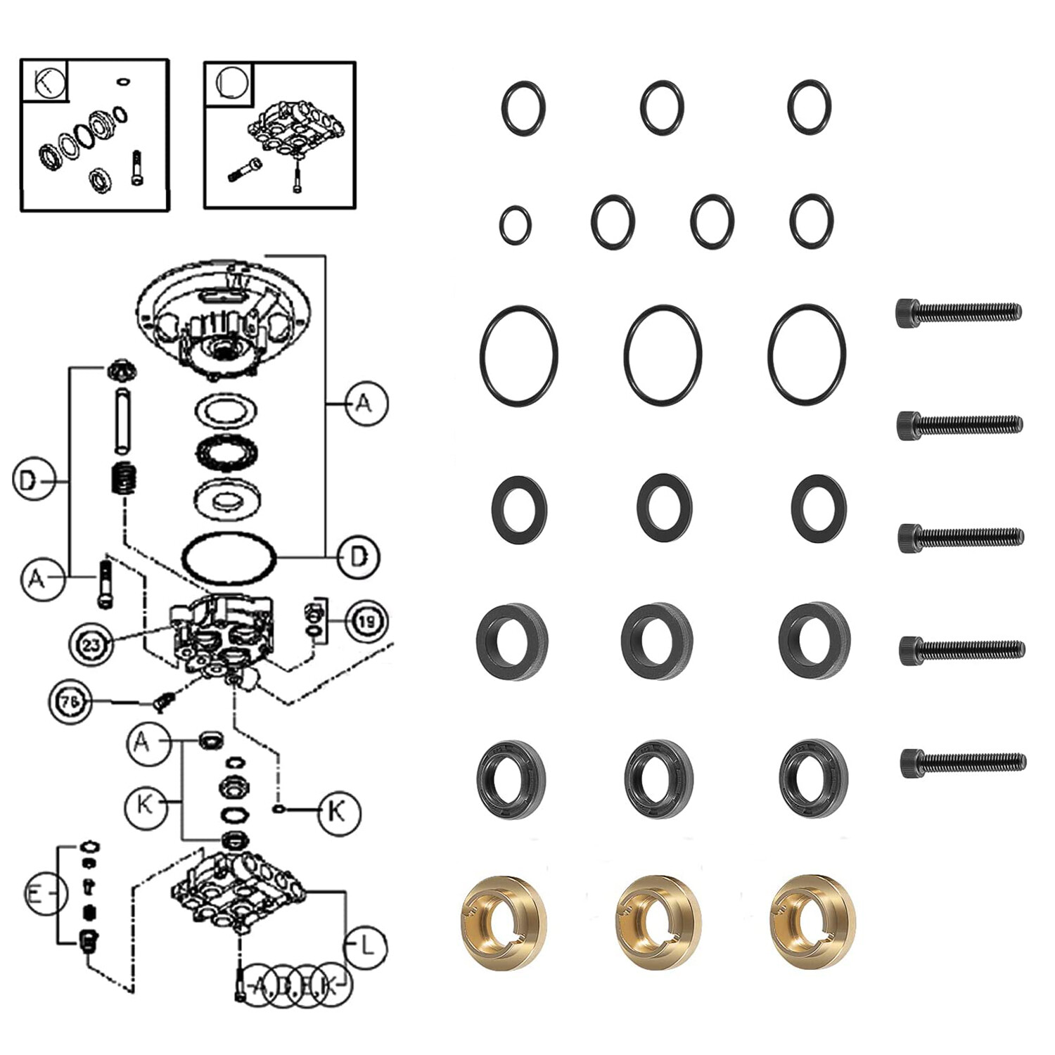 190595GS Pressure Washer Seal Kit For Briggs + Stratton Pumps 580752550