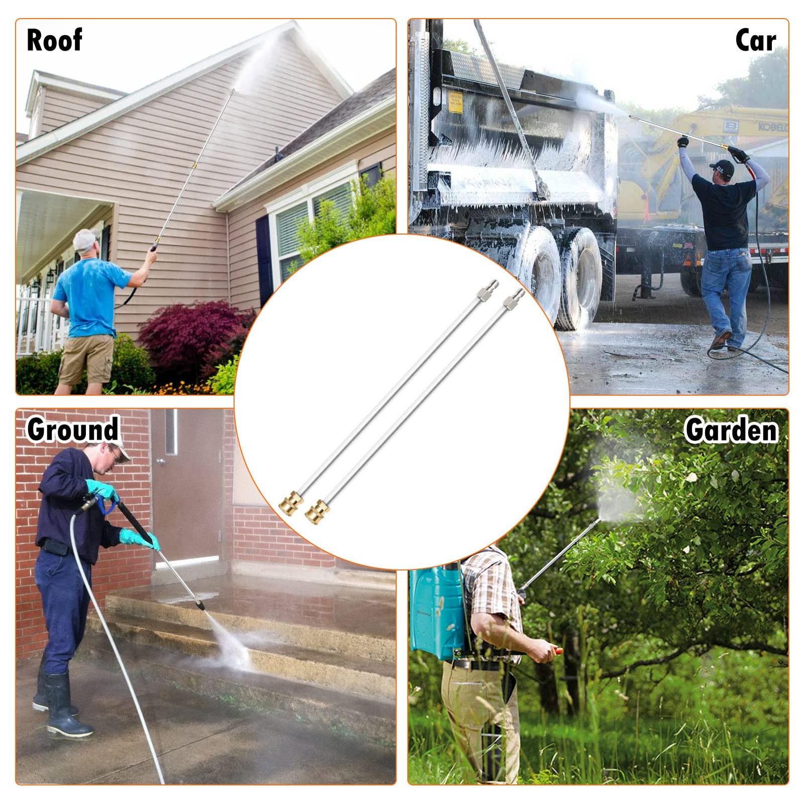 80 Inch Pressure Washer Wand Extension Stainless Steel Power Lance Spray with