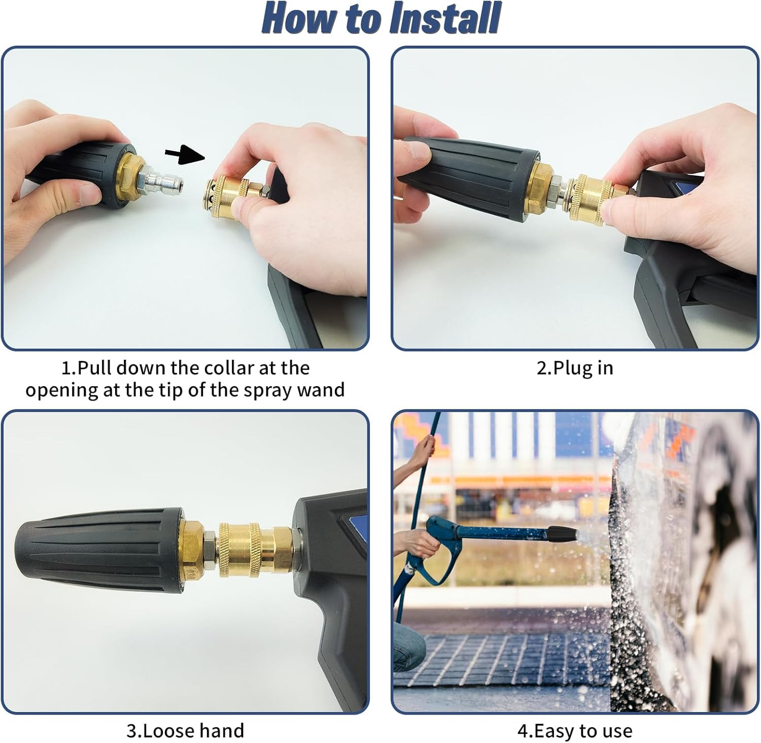 Pressure Washer Tips Turbo Nozzle, Max 4000 PSI 360°Rotating Power Washer Nozzle