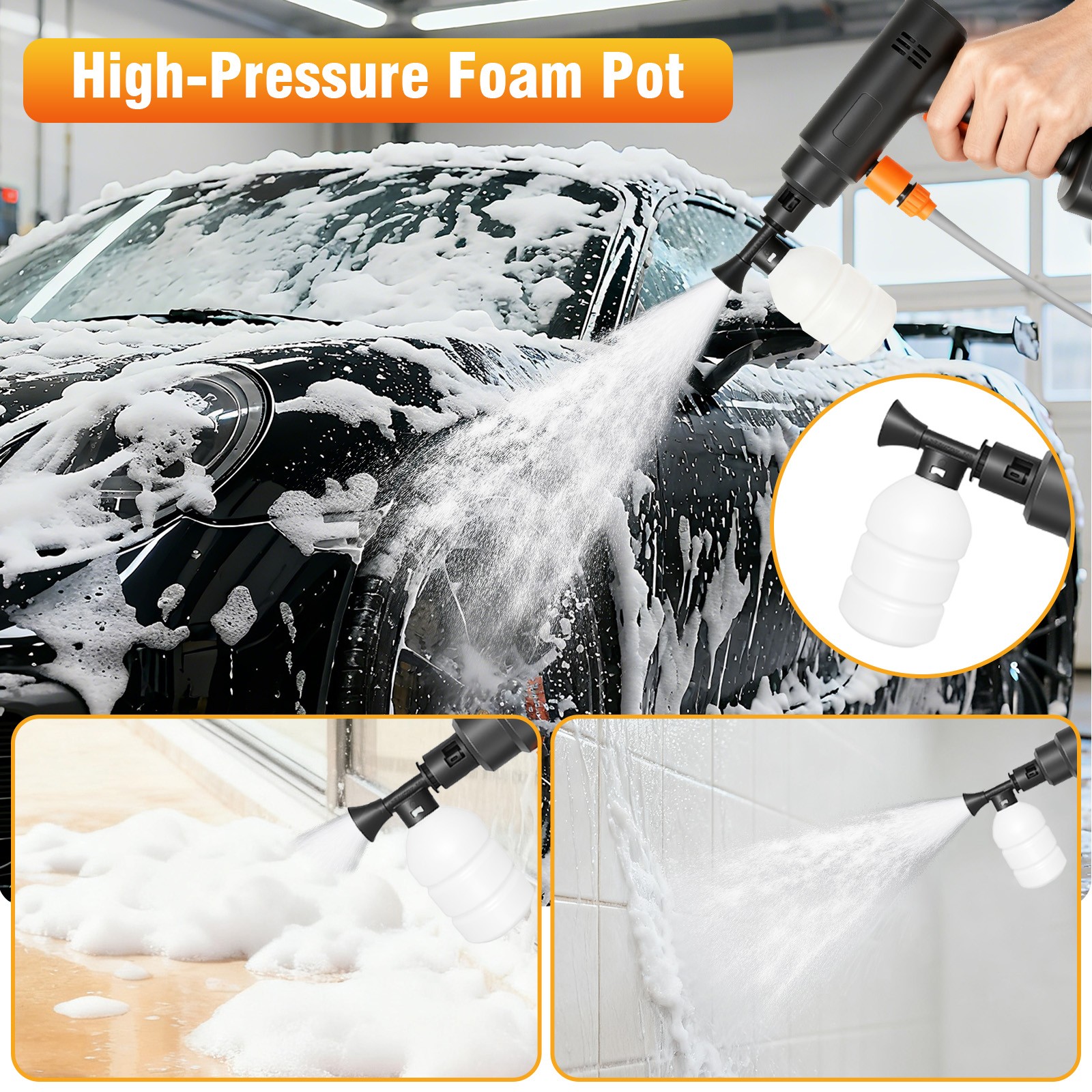 Cordless Electric High Pressure Water Spray Car Gun 900PSI Portable Washer Clean