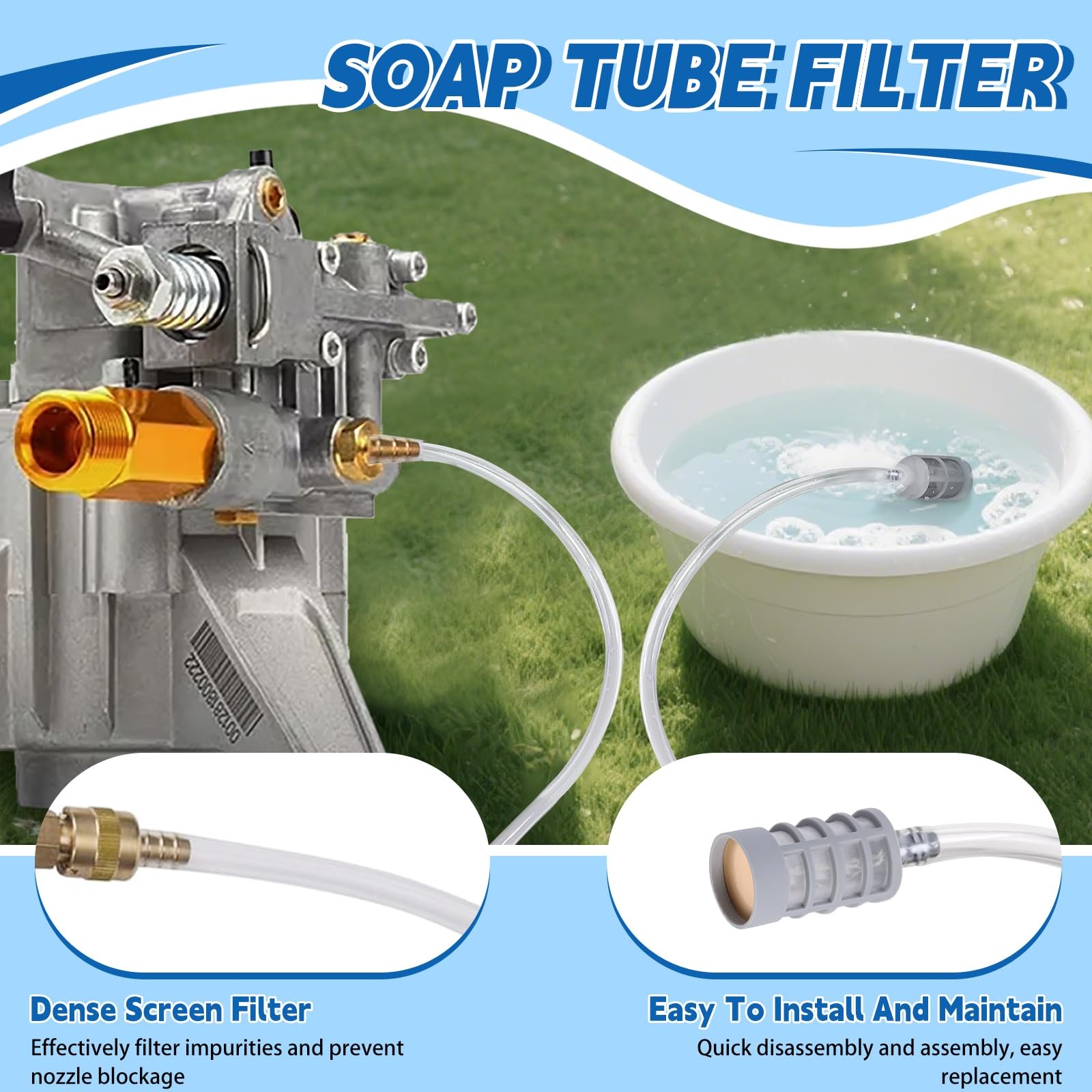 2 PCS 7102207 Soap Hose Filter 1/4 Inch ID Quick Connect Replacement