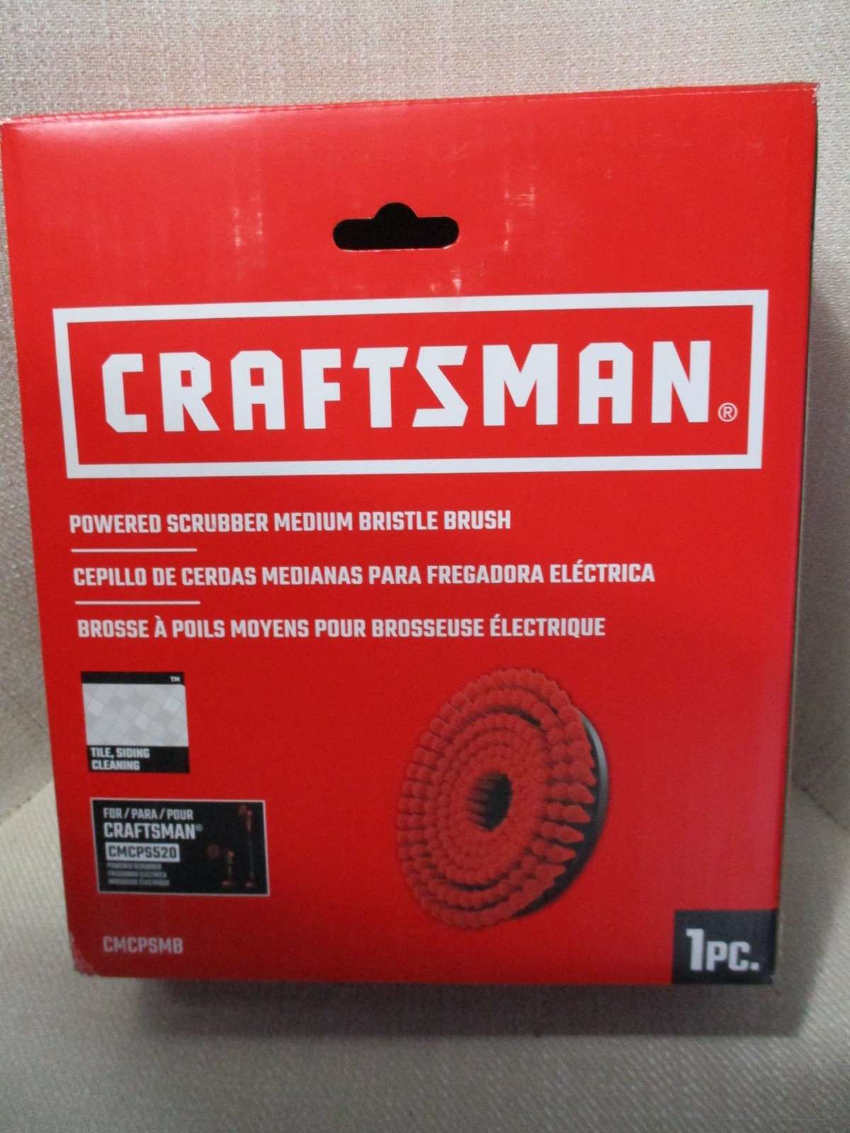 NEW CRAFTSMAN Power Scrubber Medium Bristle Brush-RED- CMCPSMB- Free Ship