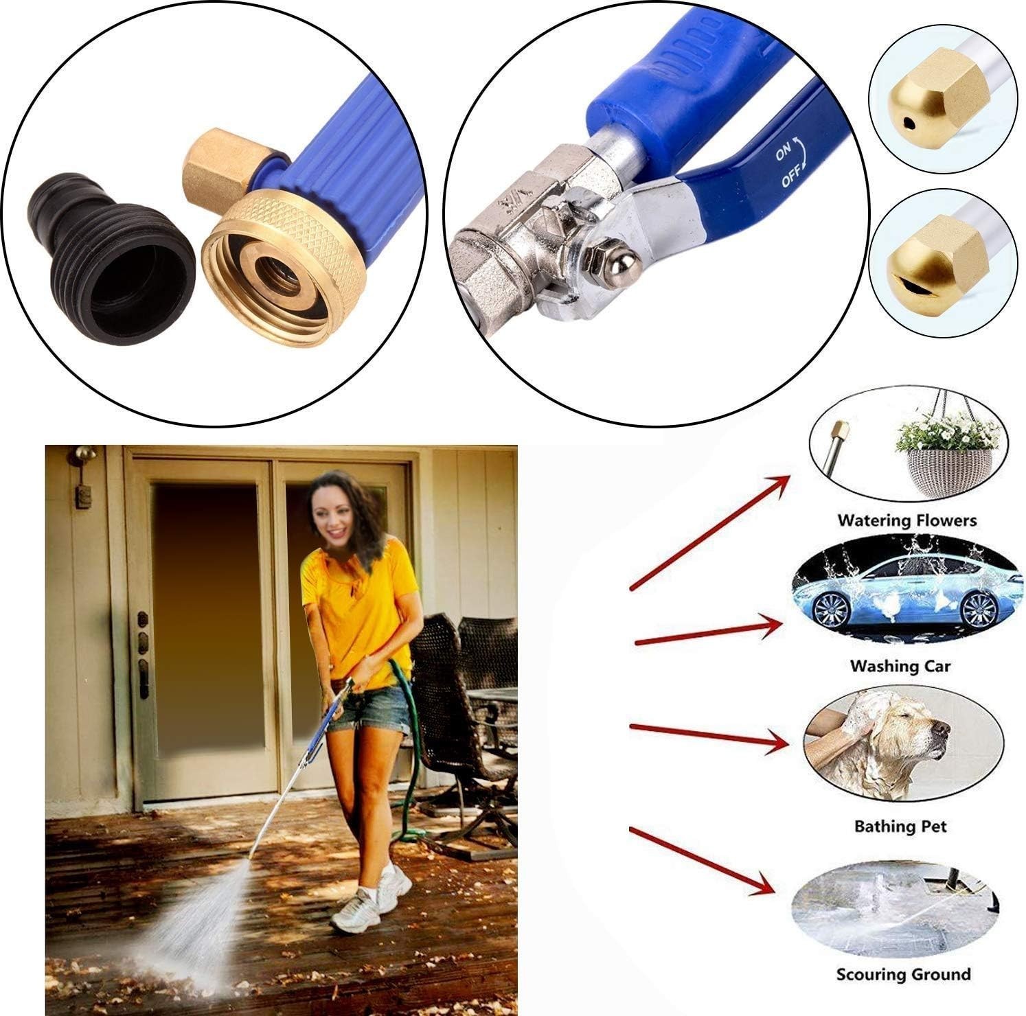 Professional Quality High Pressure Washer Wand with 3 Interchangeable Nozzles