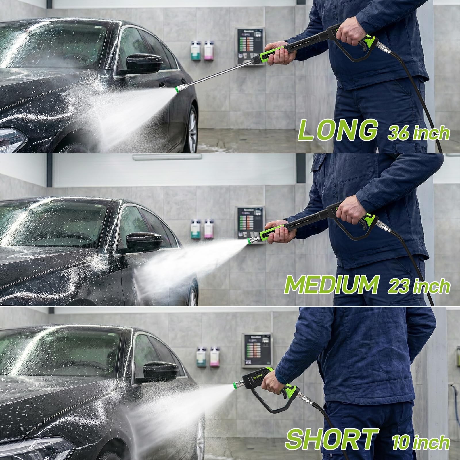 Swivel Pressure Washer Gun with Extension Wand 3/8 Quick Connect M22 Fittings