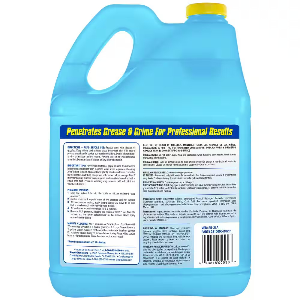 1 Gal. Oxy Solve Deck and Fence Pressure Washer Concentrate Outdoor Cleaner