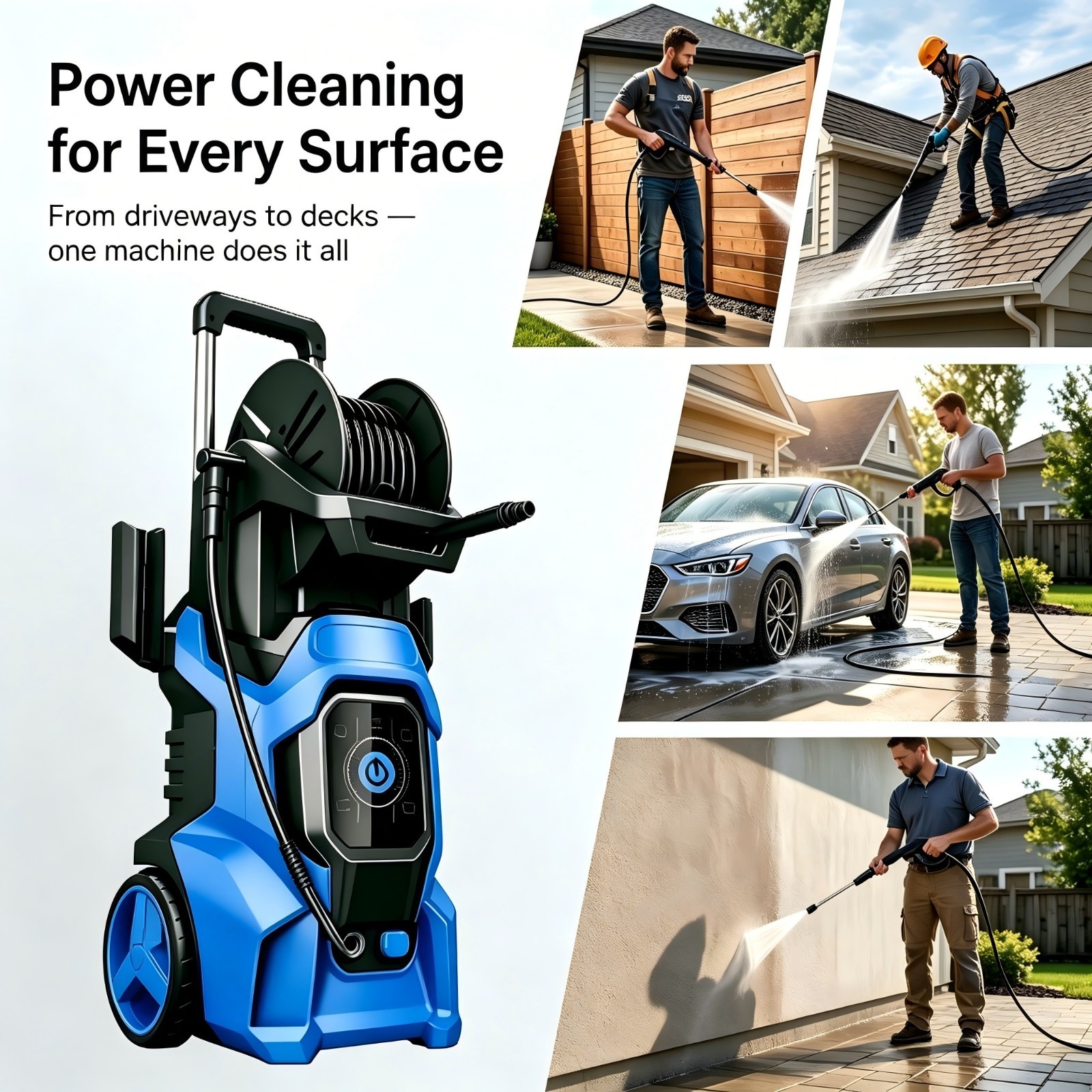 Pressure Washer 4500PSI 3.0GPM, 15-Level Touch Control, Foam Cannon, for Patio