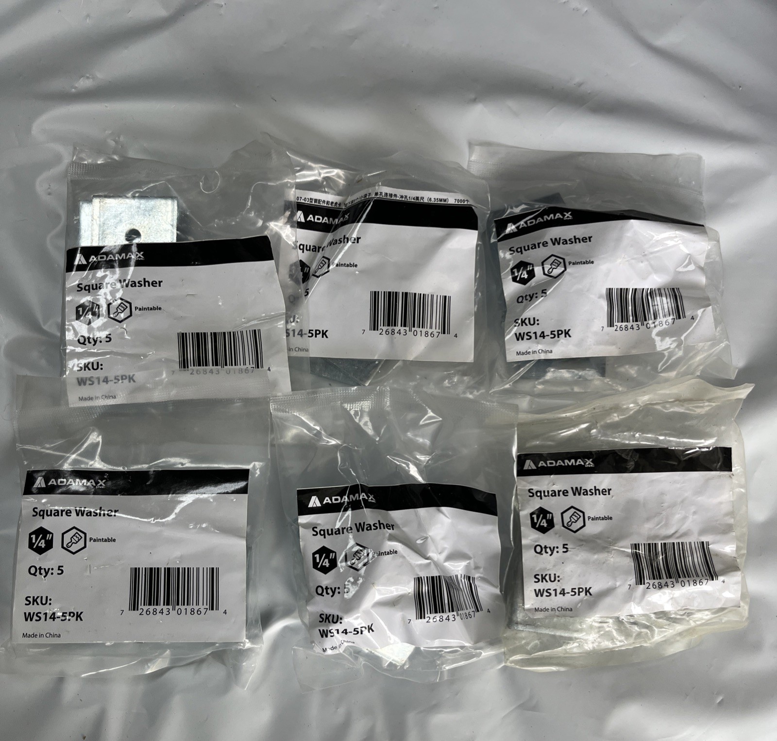 NEWHOUSE ELECTRIC 1/4 in. Square Washer for Strut Chan No Magnets (6BAG of 5pk)