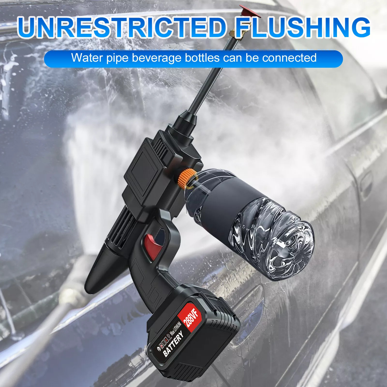 Cordless Electric High Pressure Water Spray Gun Car Washer Cleaner kit 2 battery
