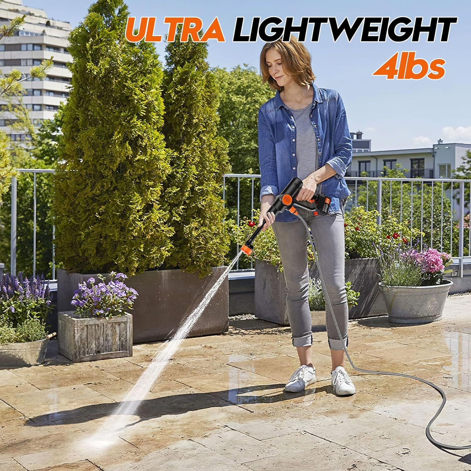 Cordless Handheld Washer Brushless Motor, 6000Mah Battery Operated Car Washer 6-