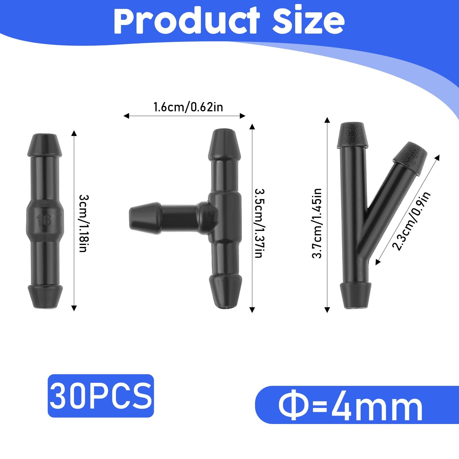 30 PCS Windshield Wiper Hose Connectors 2Way 3Way I/T/Y Splitter Adapters