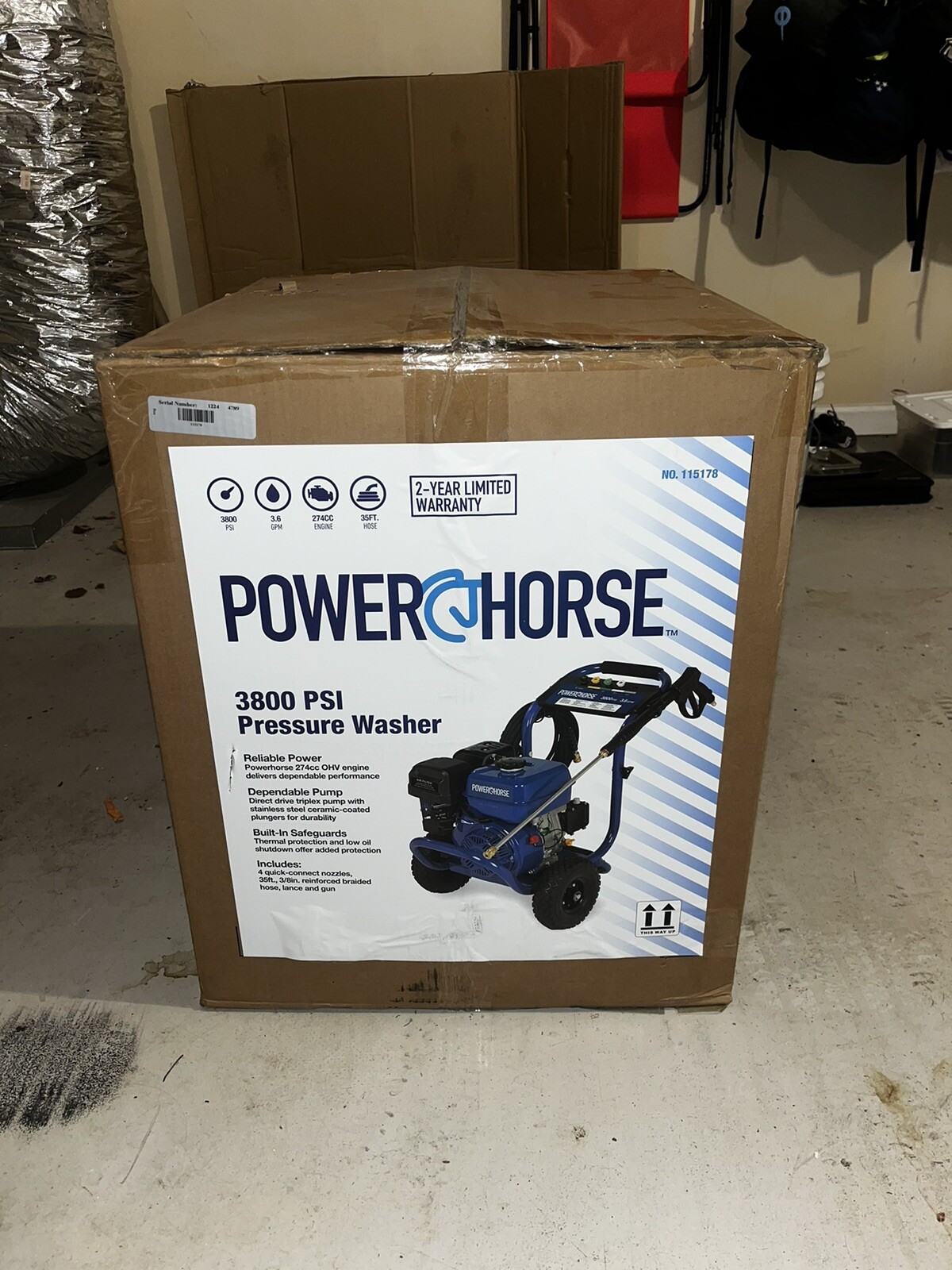 Powerhorse Gas Cold Water Pressure Washer, 3800 PSI, 3.6 GPM