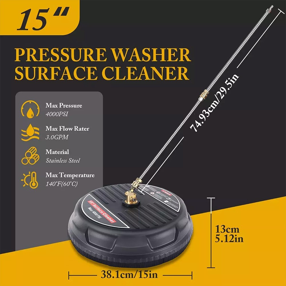 15″ Pressure Washer Surface Cleaner Power Washer Attachment with Extension Wands
