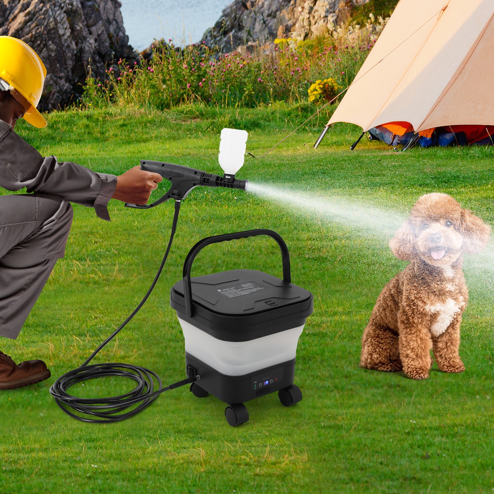 Multifunction Pressure Washer,portable Foldable Sprayer Washer,black + White