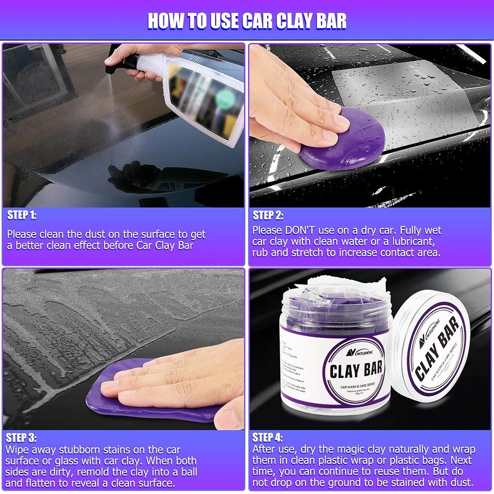 Car Clay Bar 4 Pack 400g Premium Grade Clay Bars Detailing Magic Clay Bar Purple