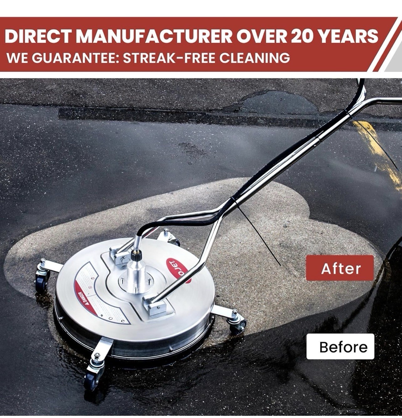 20” Pressure Washer Surface Cleaner w/ 4 Wheels Dual Handle