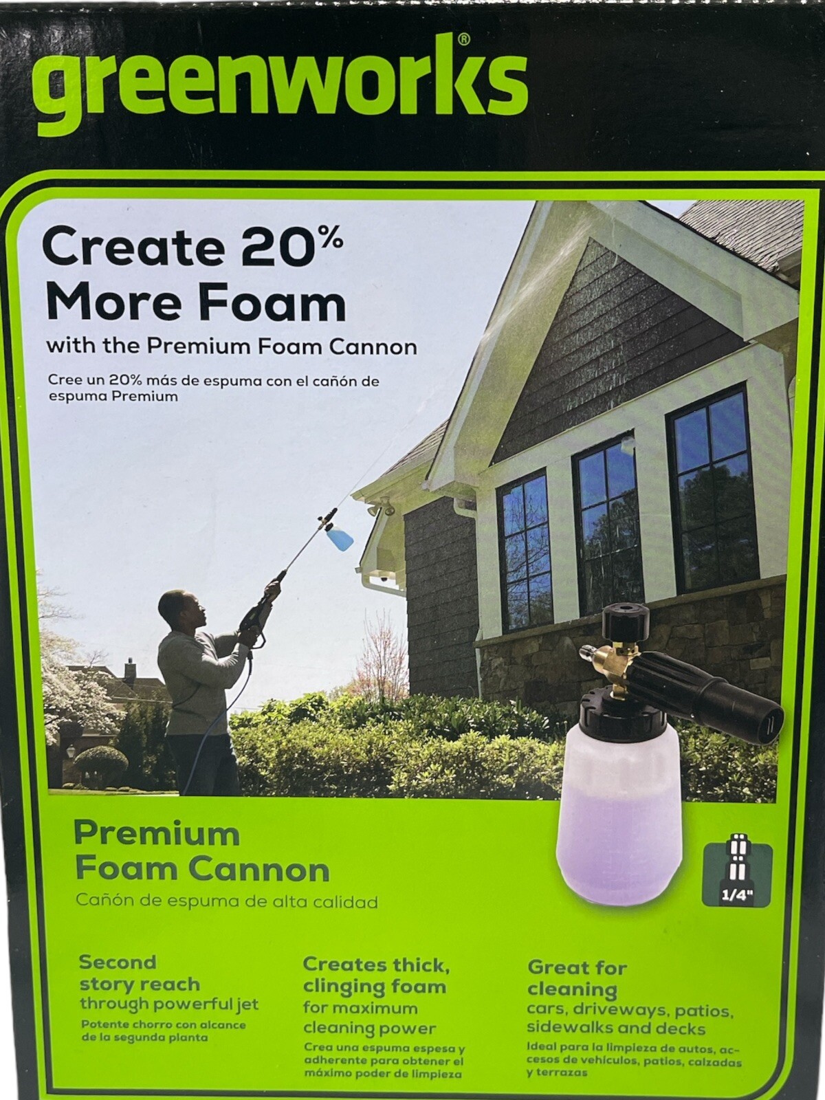 Greenworks Premium up to 3700 PSI 1/4″ Foam Cannon – Quick connect system