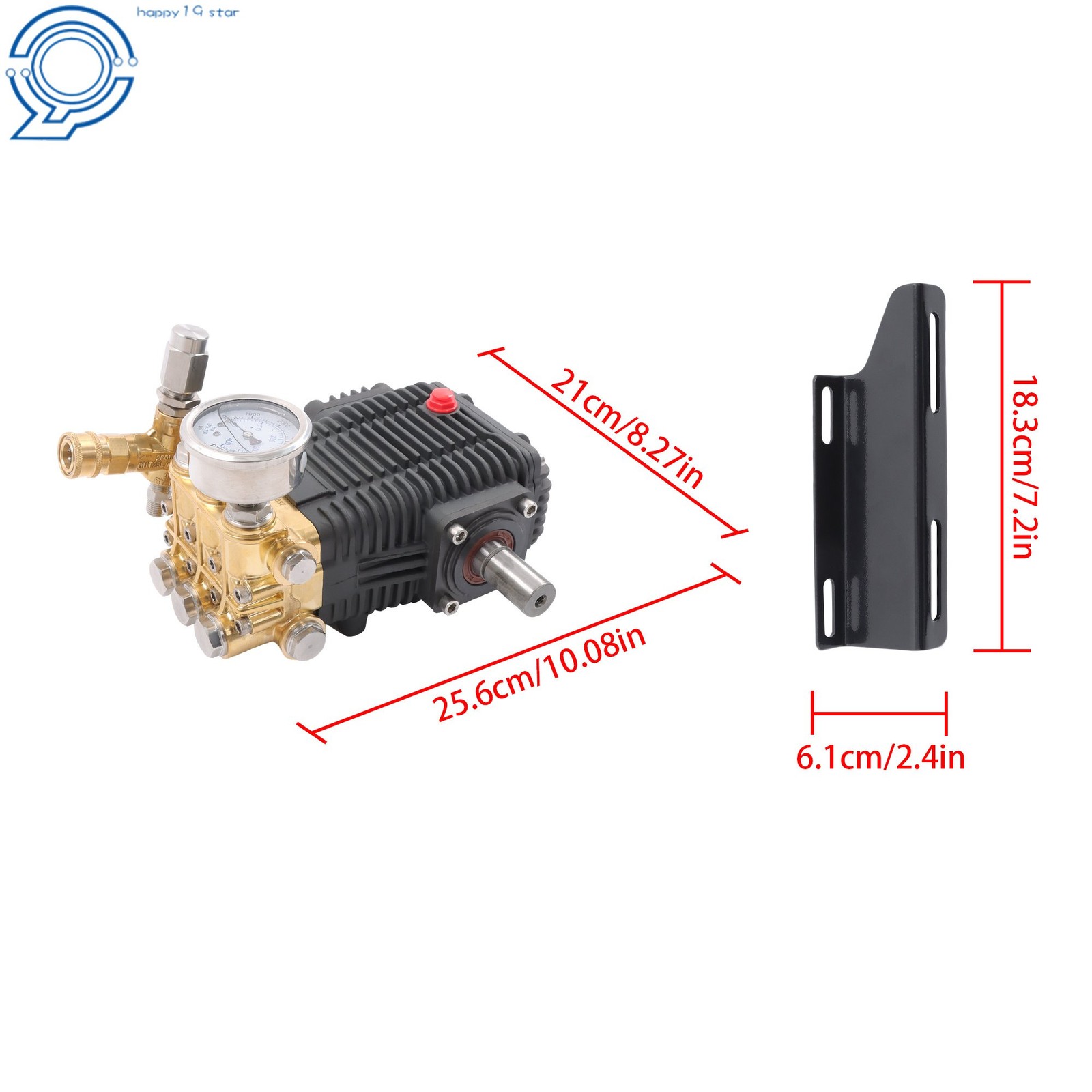 3500 PSI Pressure Washer Pump Belt Drive 5.6GPM 4.5 HP General Right Shaft