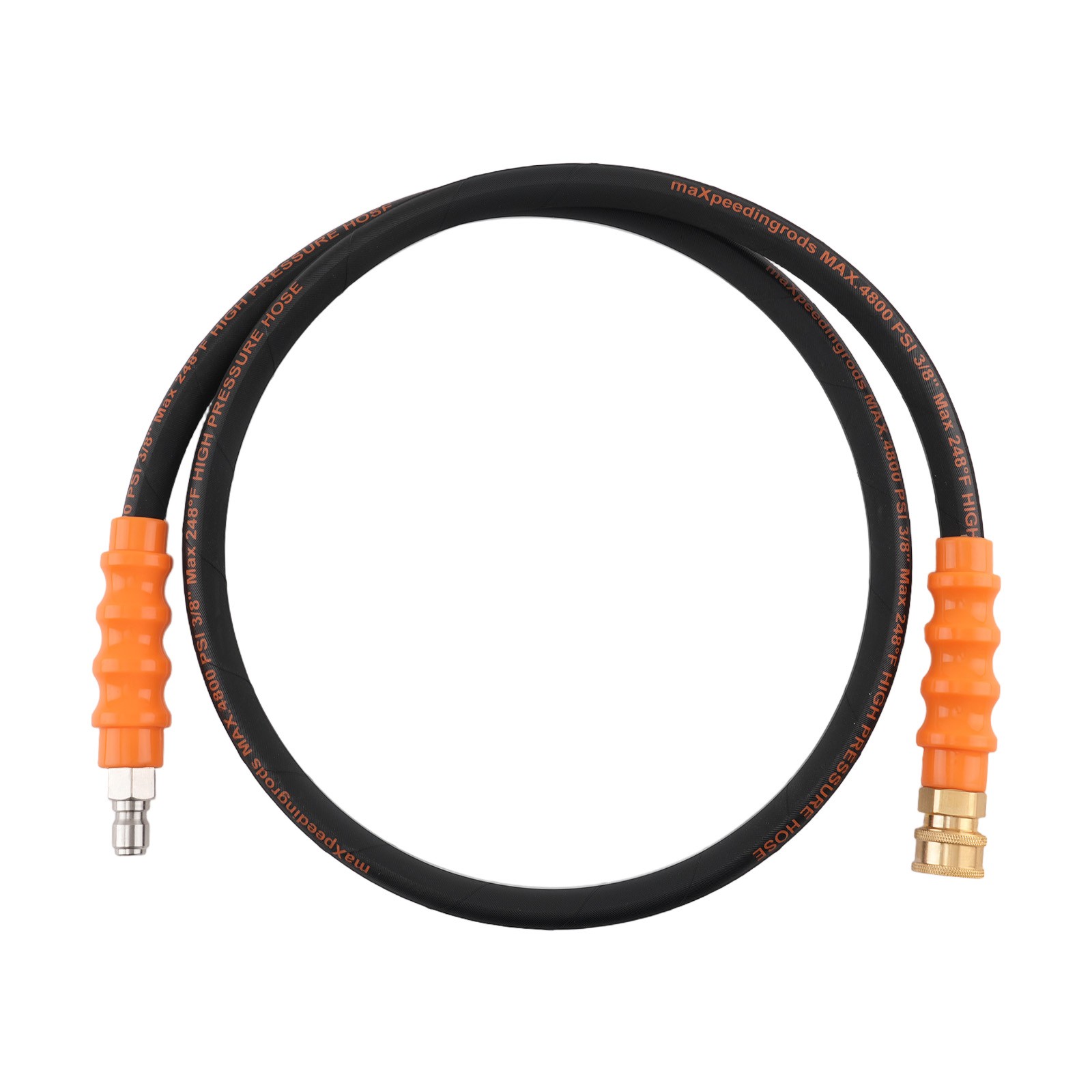 3/8″ Quick Connect Pressure Hose 5FT 4800PSI Steel Wire Braided Rubber Black