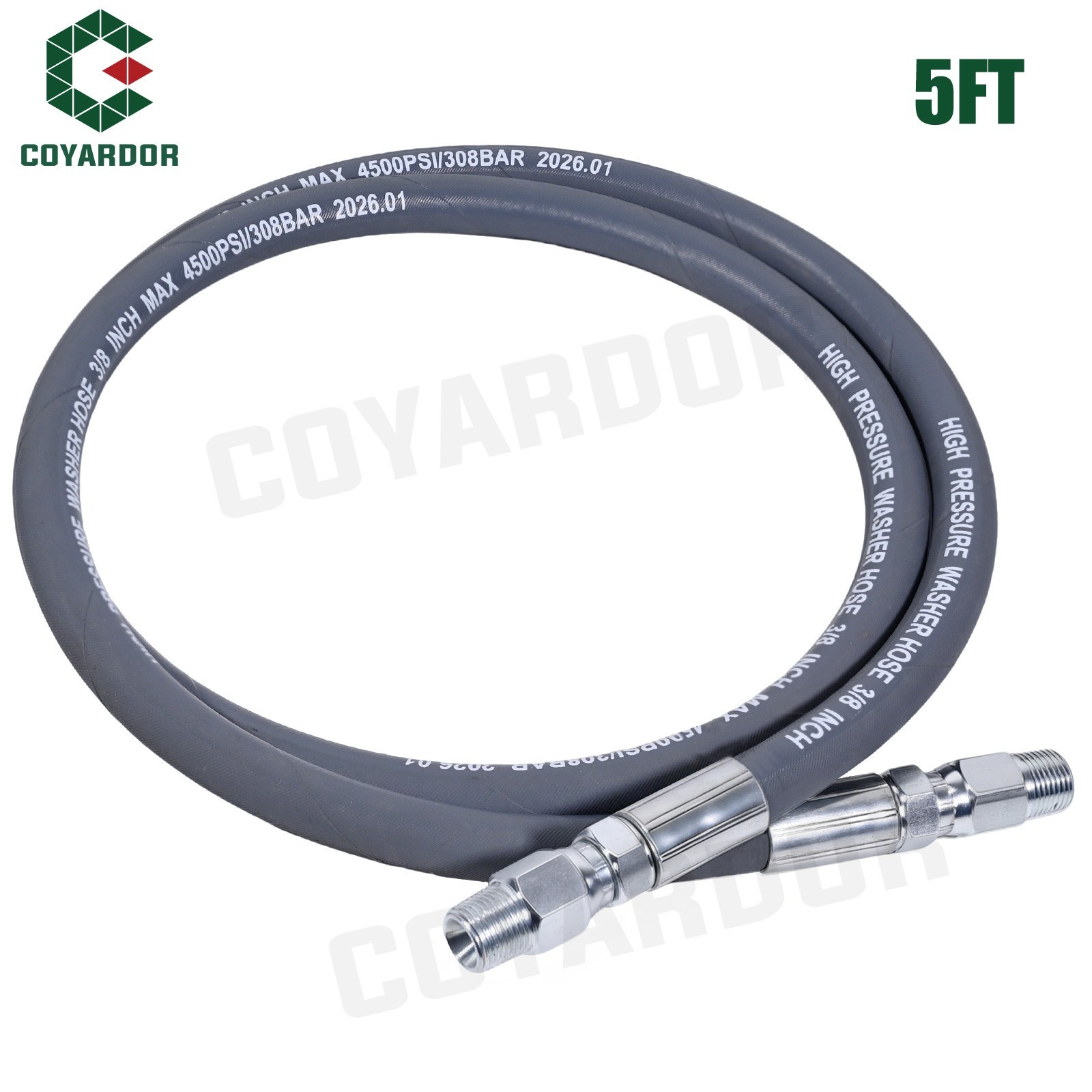 COYARDOR 4500psi Pressure Washer Reel Connector Jumper Hose 3/8″ Male NPT Swivel