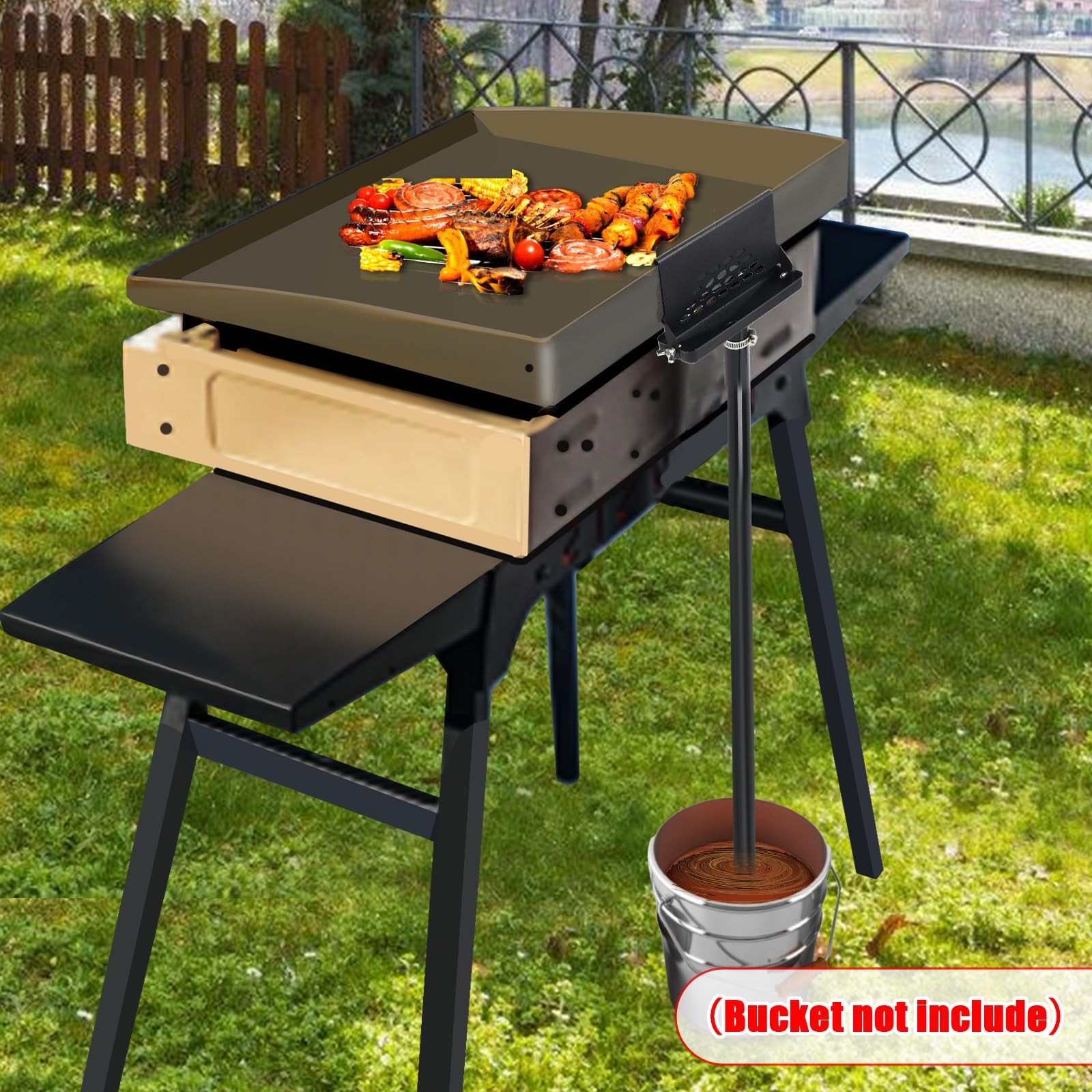 Upgrade Blackstone Grease Catcher – Rear Drainage Funnel for Black