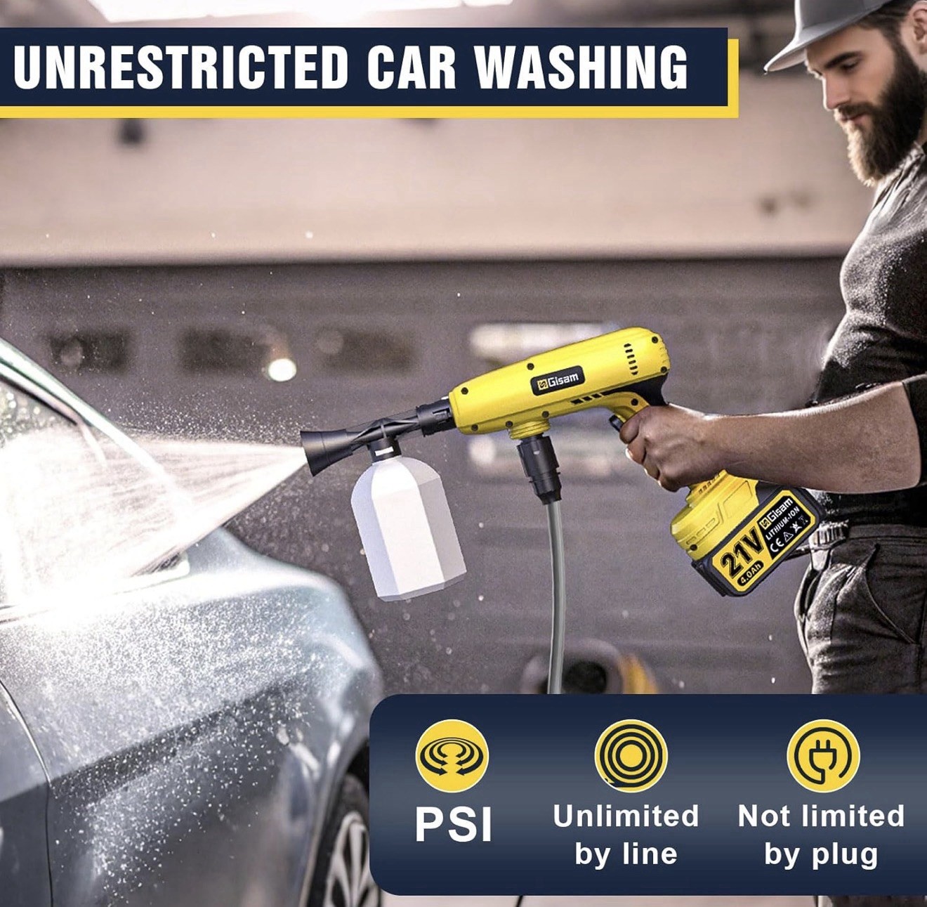 Cordless Pressure Washer,1250 PSI Cordless Power Washer with 2pcs 4.0Ah Battery