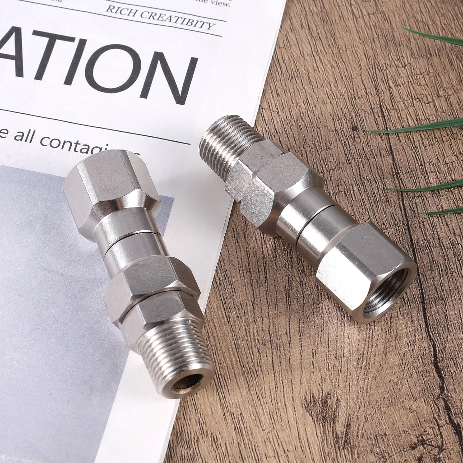 Gosknor 2Pcs 3/8″ NPT Pressure Washer Swivel Fitting, Stainless Steel 360°Kink-F