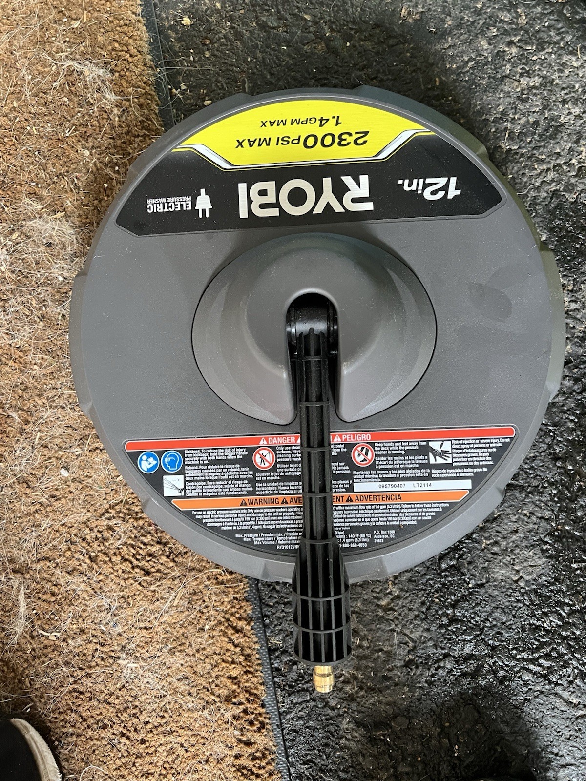 Ryobi 12 in 2300 PSI Electric Pressure Washer Surface Cleaner RY31012 USED