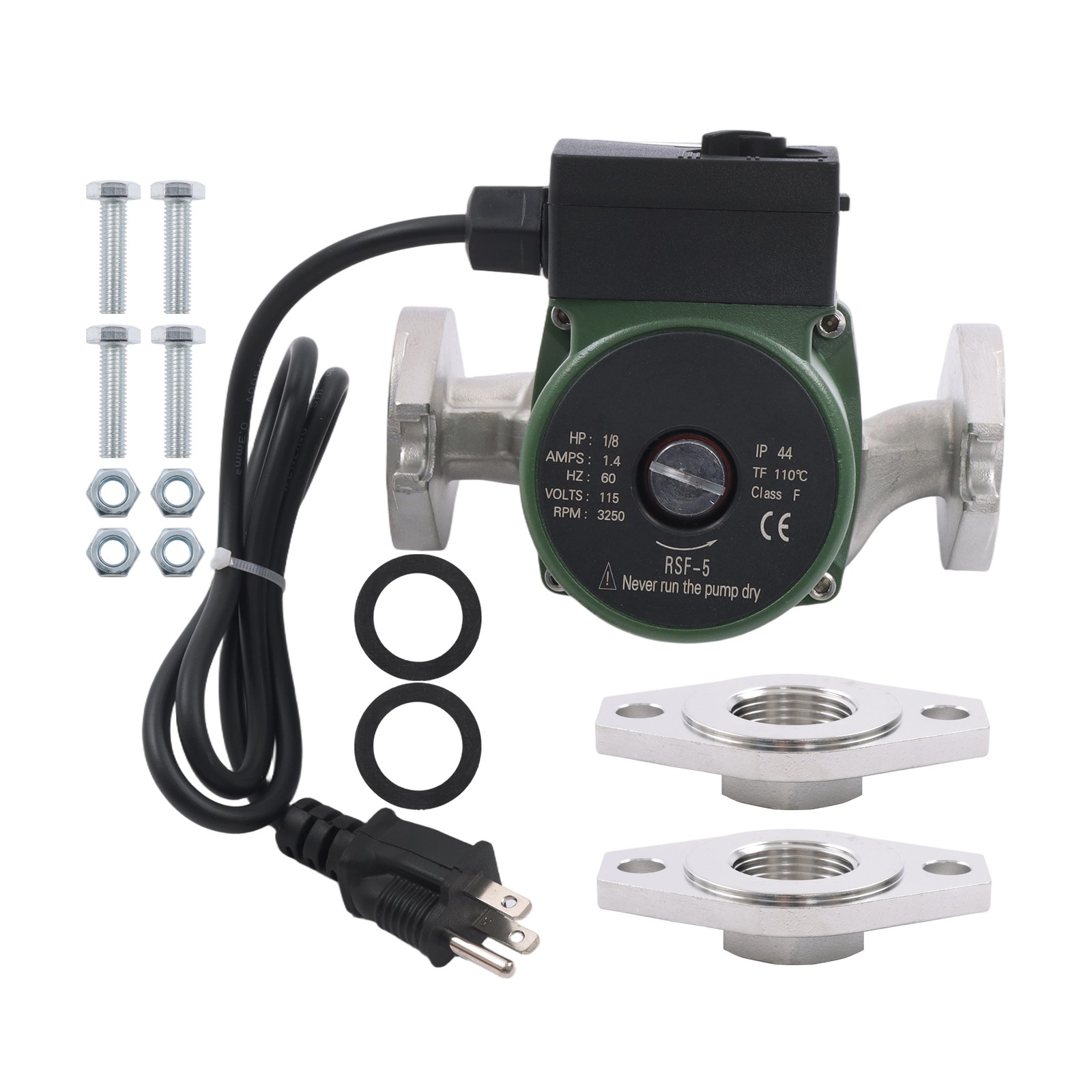 Water Circulation Pump 009-SF5 1/8 HP 115V 3250RPM 10GPM 150PSI