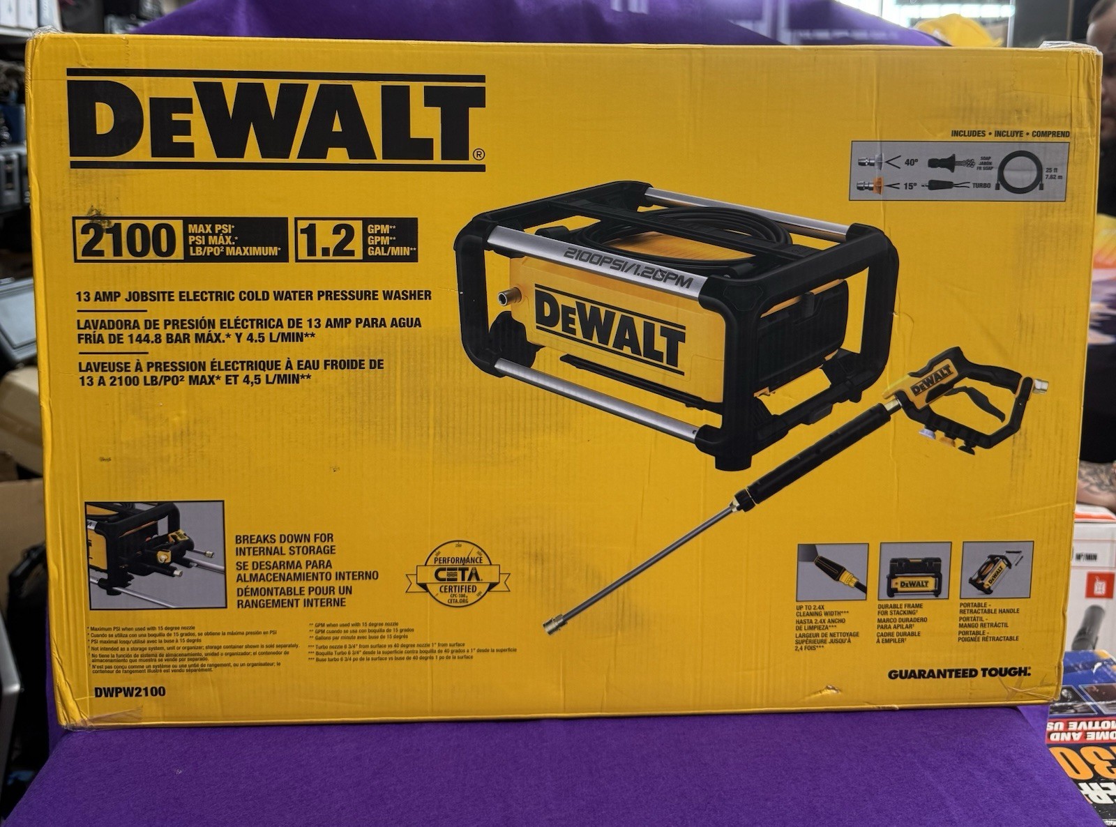 💥NEW SEALED BOX💥DEWALT DWPW2100 1.2gal 2100 PSi COLD WATER PRESSURE WASHER