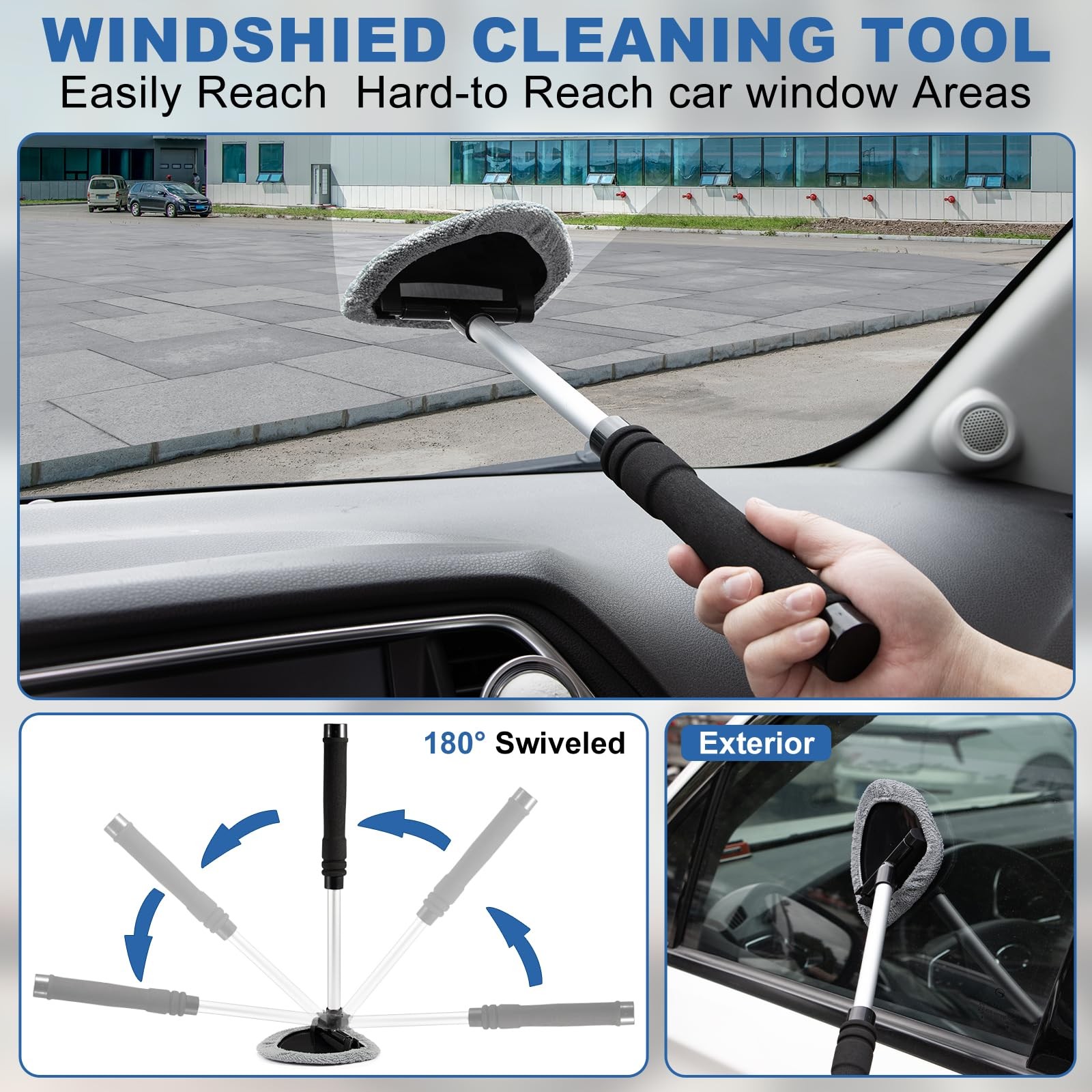 Viewsun Windshield Cleaner Tool, 13Pcs Car Interior Cleaning Kit, Grey