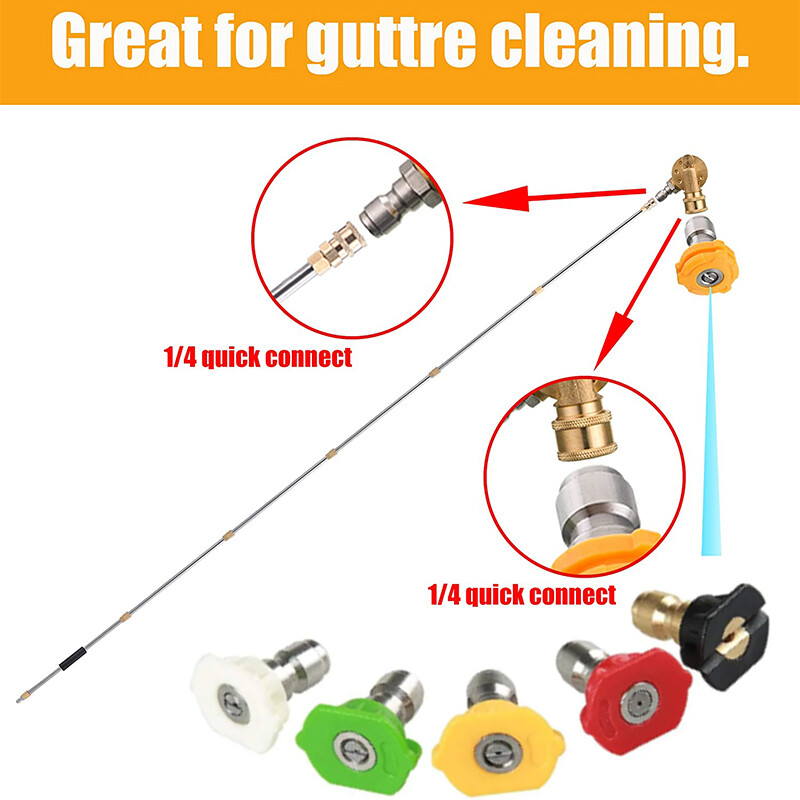 4000PSI High Pressure Washer Extension Wand Replace Lance Gutter Cleaner Nozzles