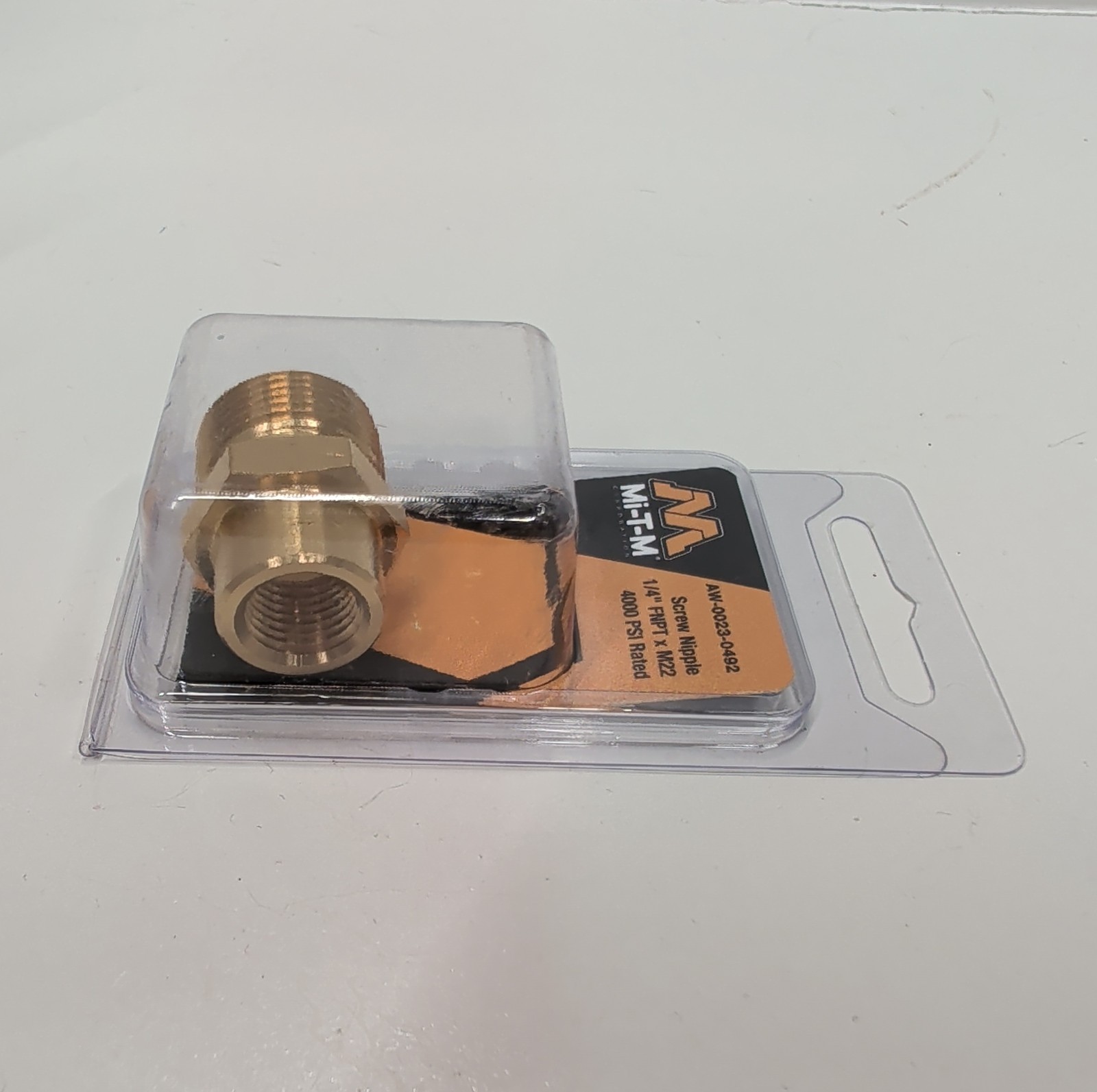 Mi‑T‑M AW‑0023‑0492 Brass Screw Nipple Adapter 1/4″ Female x M22 Male New