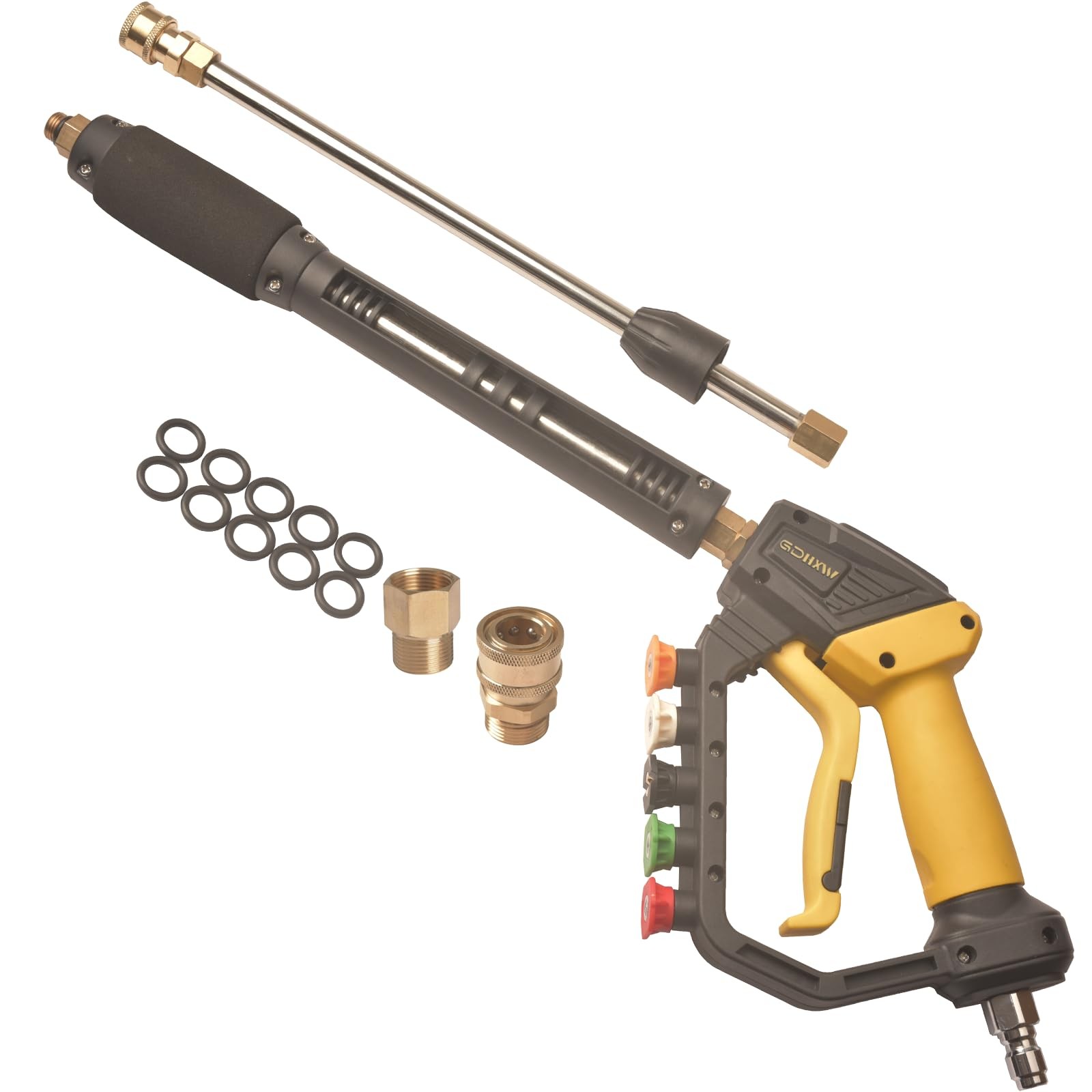 High Power Washer Gun Adjustable Extension Wand Quick Connection 5 Nozzles