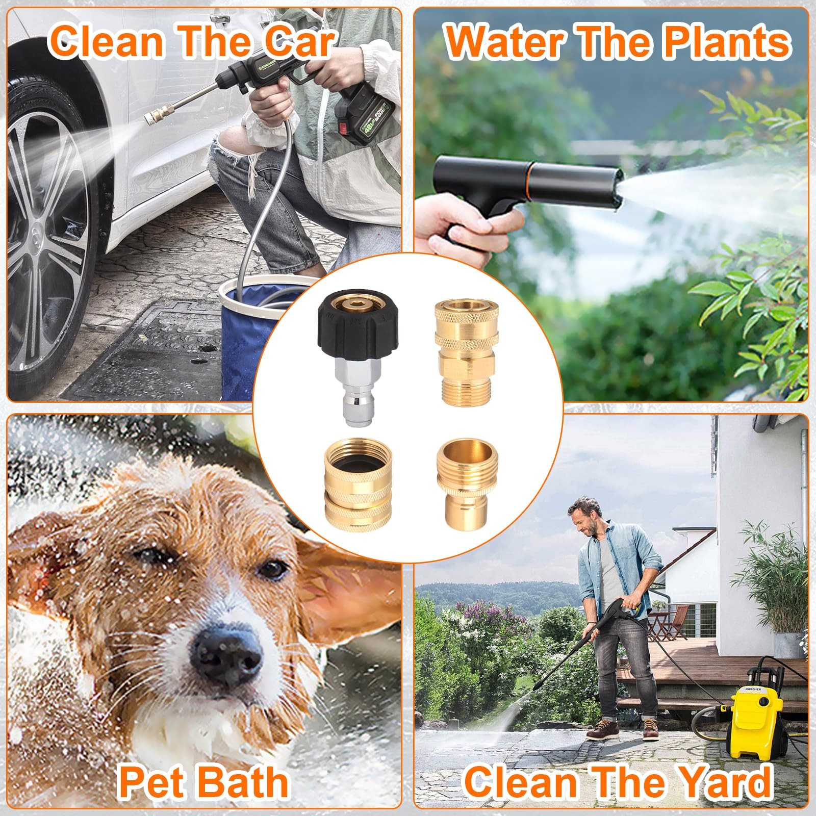 Pressure Washer Quick Disconnect Kit M22-14mm to 3/8 Inch – 16 Packs for Garden