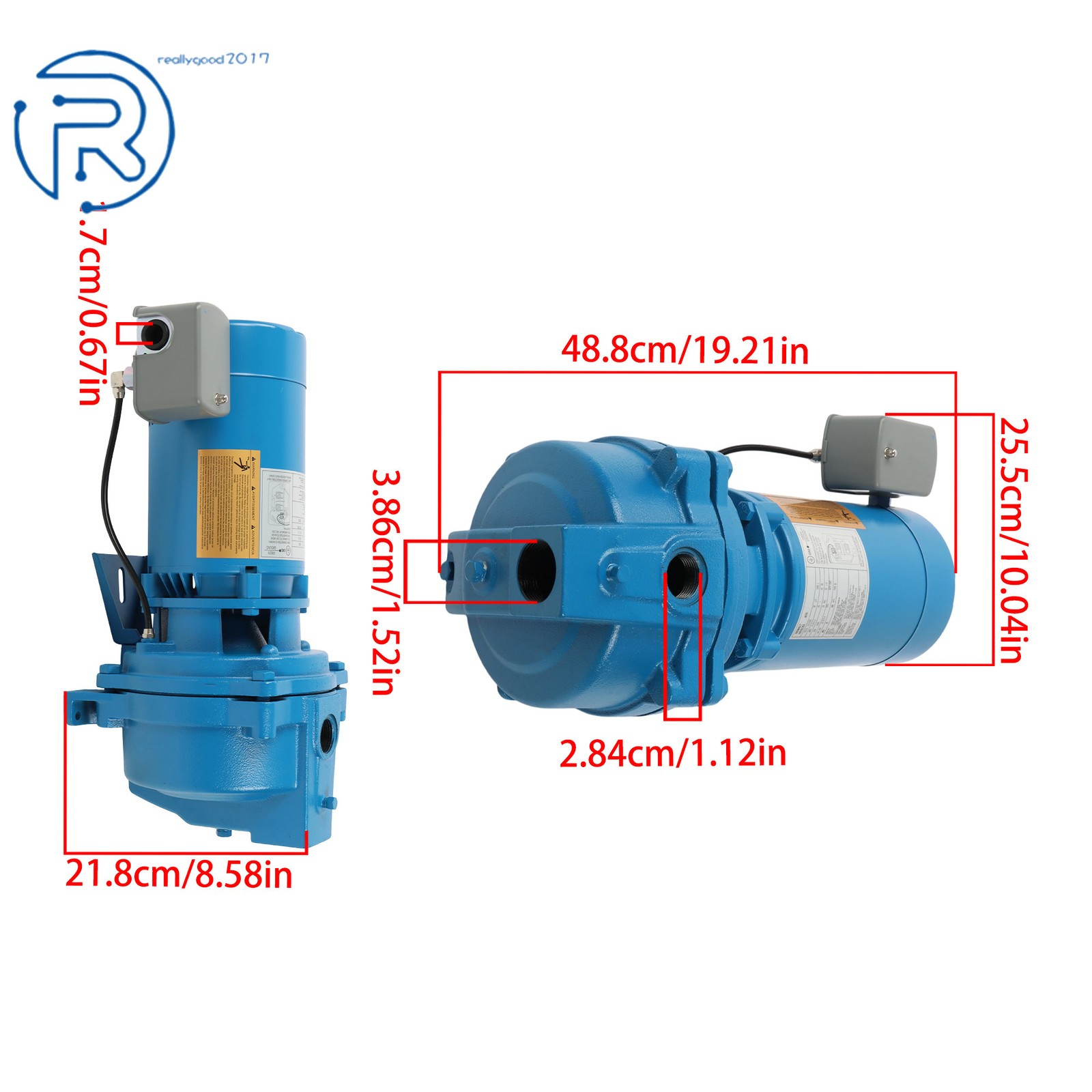 115/230V Dual Voltage J5S Shallow Well Jet Pump 1/2 HP 16.5 GPM, Cast Iron