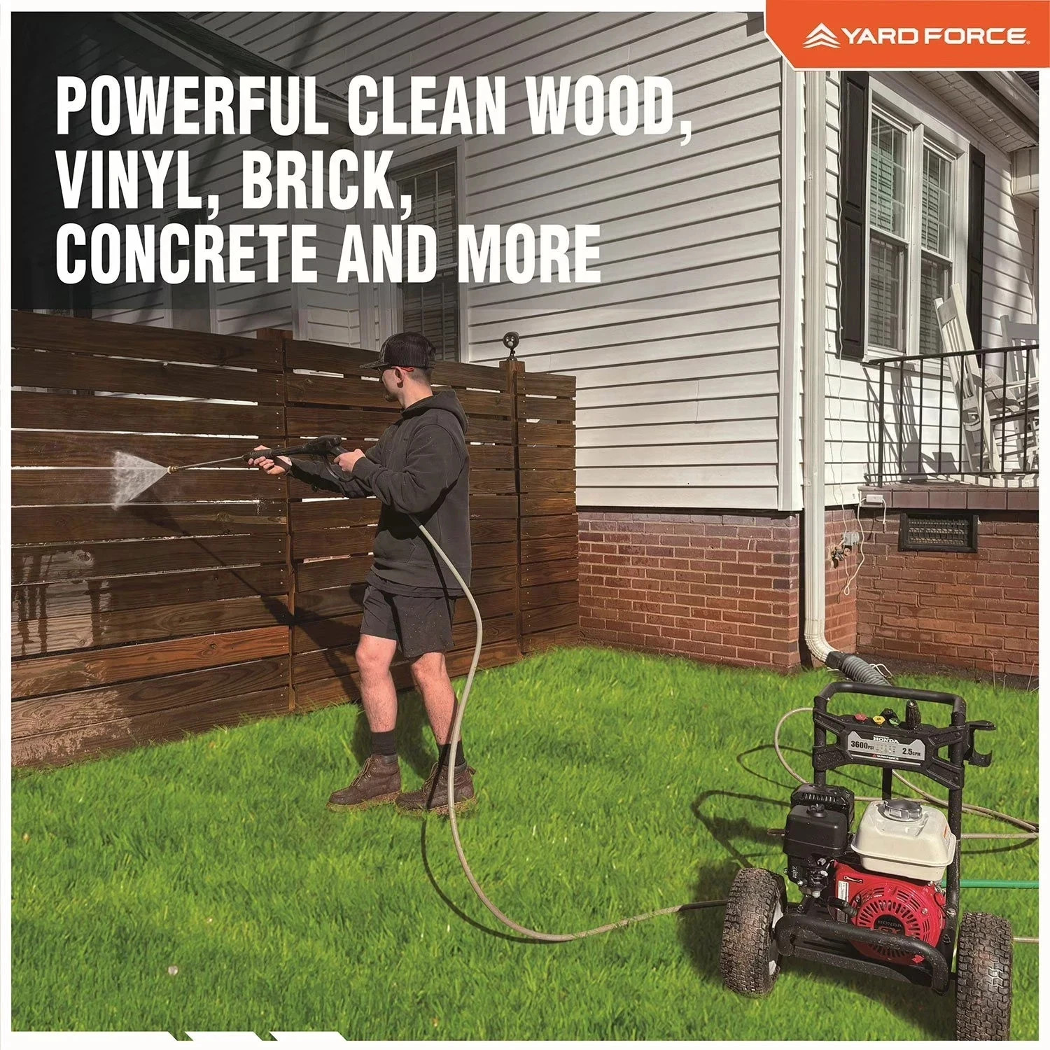 Yard Force 3600PSI 2.5GMP Honda GX200 196cc Gas Pressure Washer with high perfor