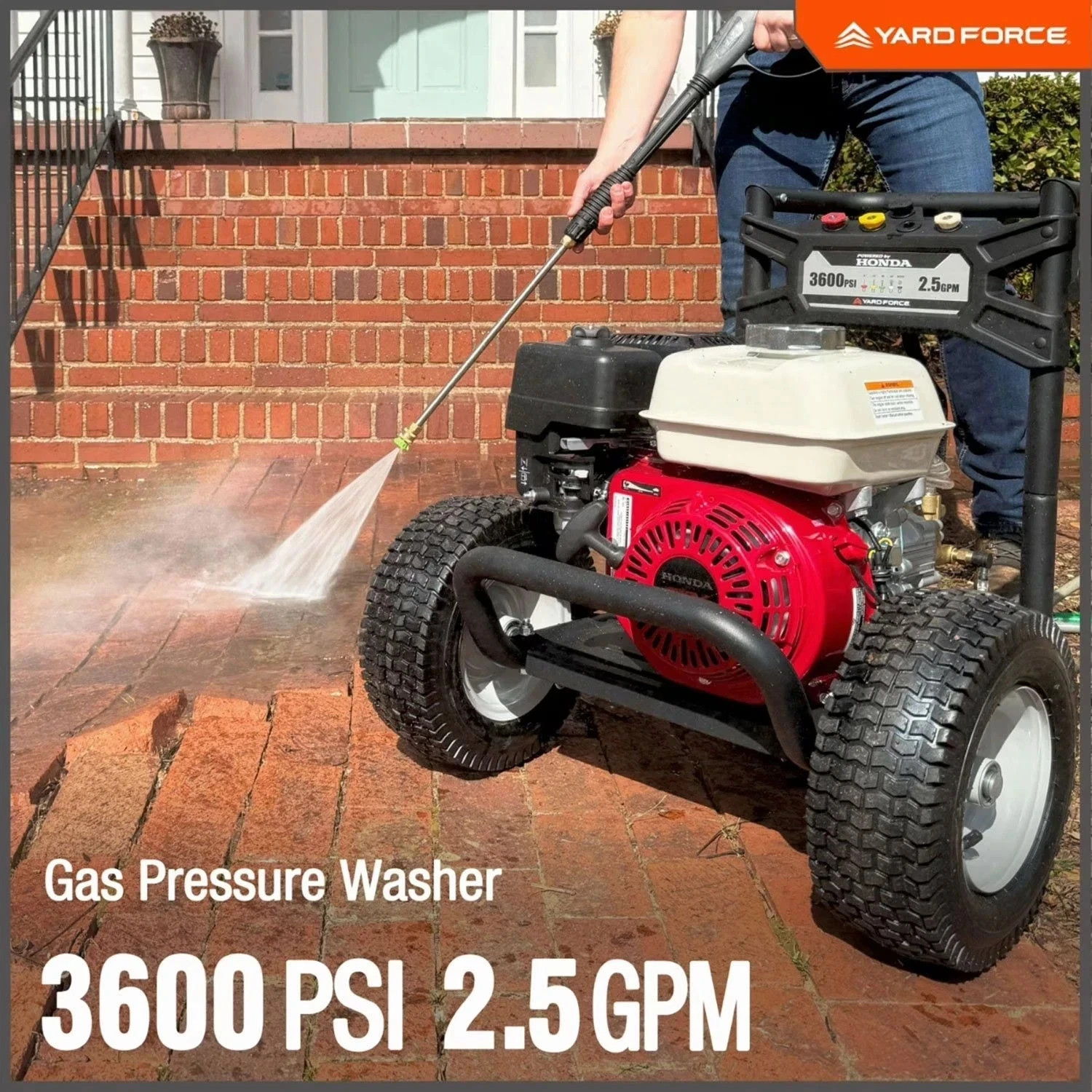 Yard Force 3600PSI 2.5GMP Honda GX200 196cc Gas Pressure Washer with high perfor