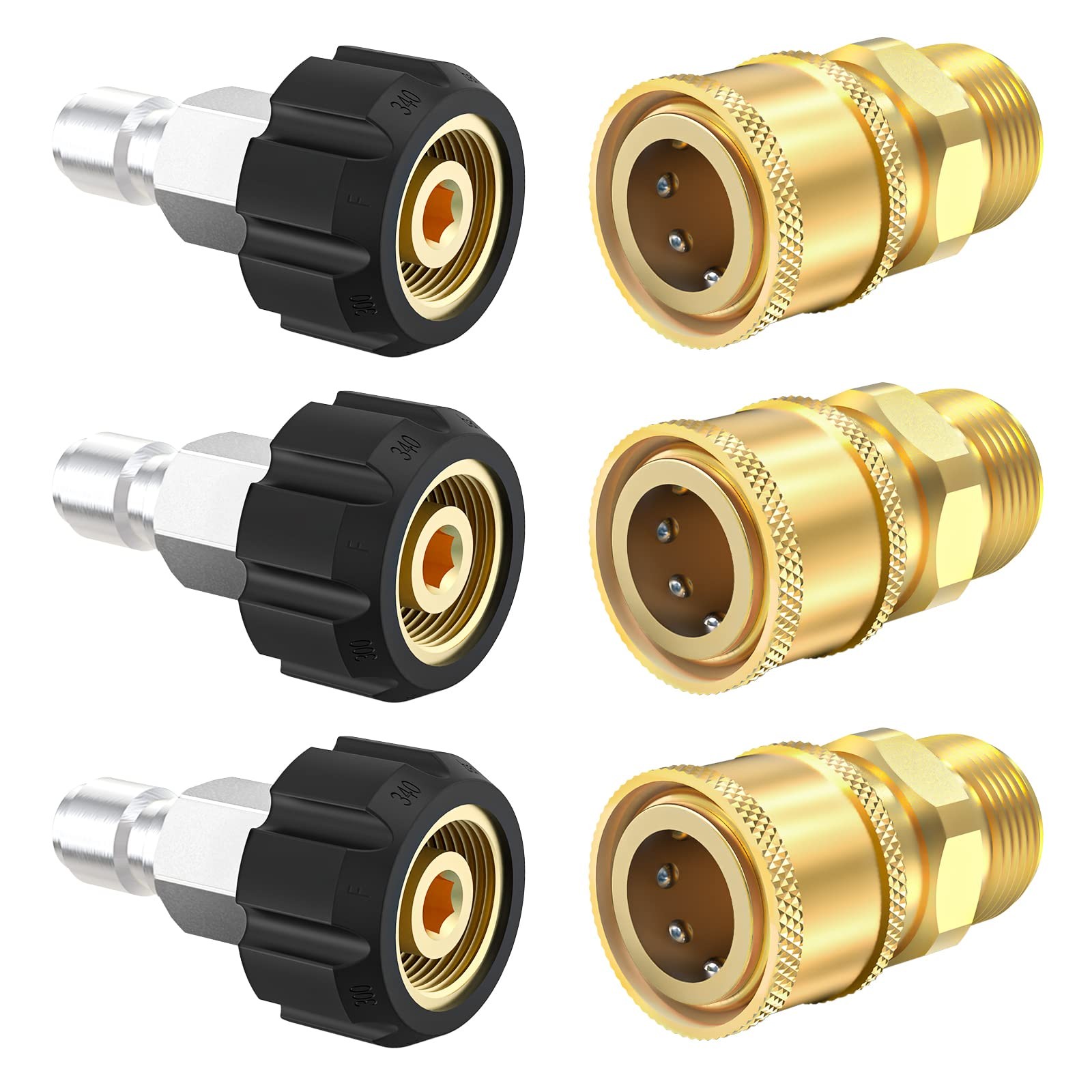Twinkle Star Pressure Washer Quick Connect Fittings, M22 14mm to 3/8 Inch Pre…