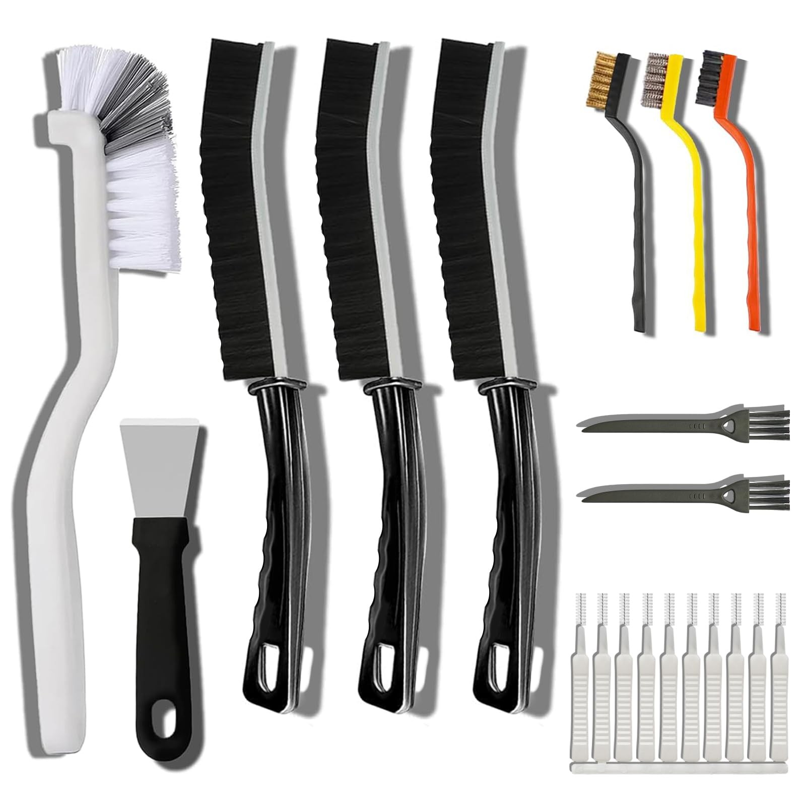 20-Piece Crevice Cleaning Brush Set – Multifunctional Kit with Black