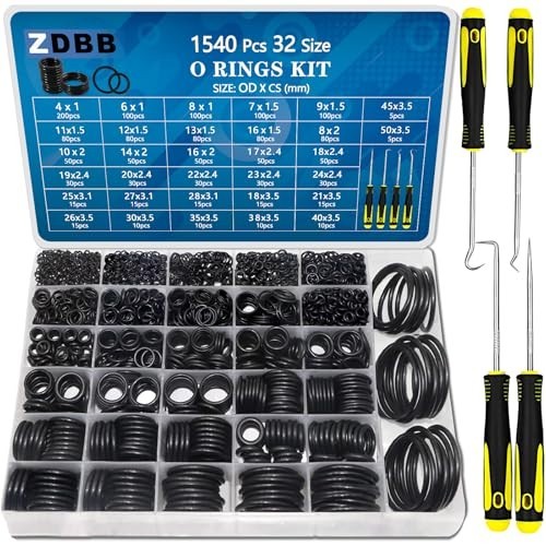 32 Size O-Rings Assortment Kit – 1540 Pcs Nitrile Rubber Set for Automotive, Plu