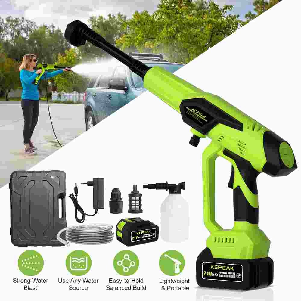 1450PSI Cordless Pressure Washer Portable Power Washer w/6-in-1 Nozzle for House