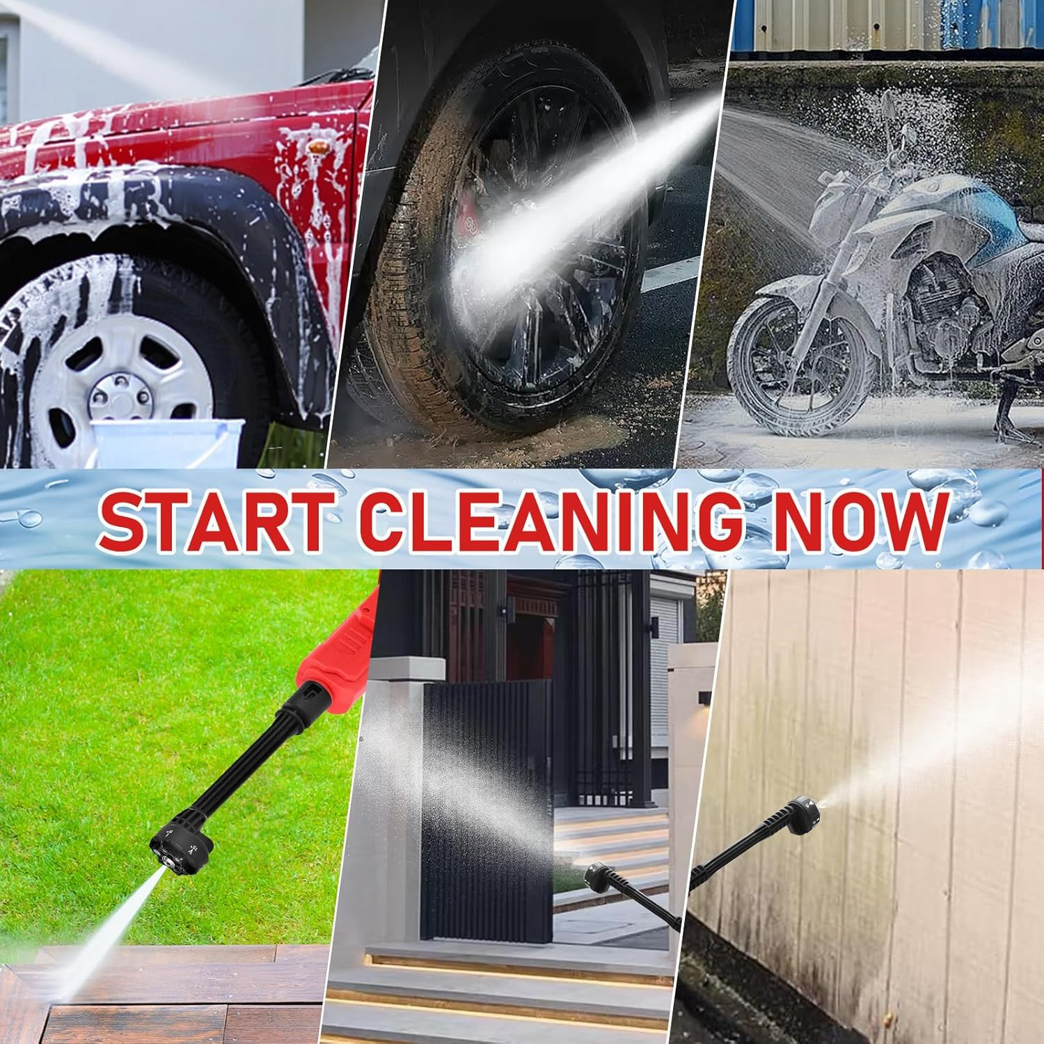 Cordless 700 PSI Pressure Washer for Milwaukee 18V Battery – 6-in-1 Nozzle