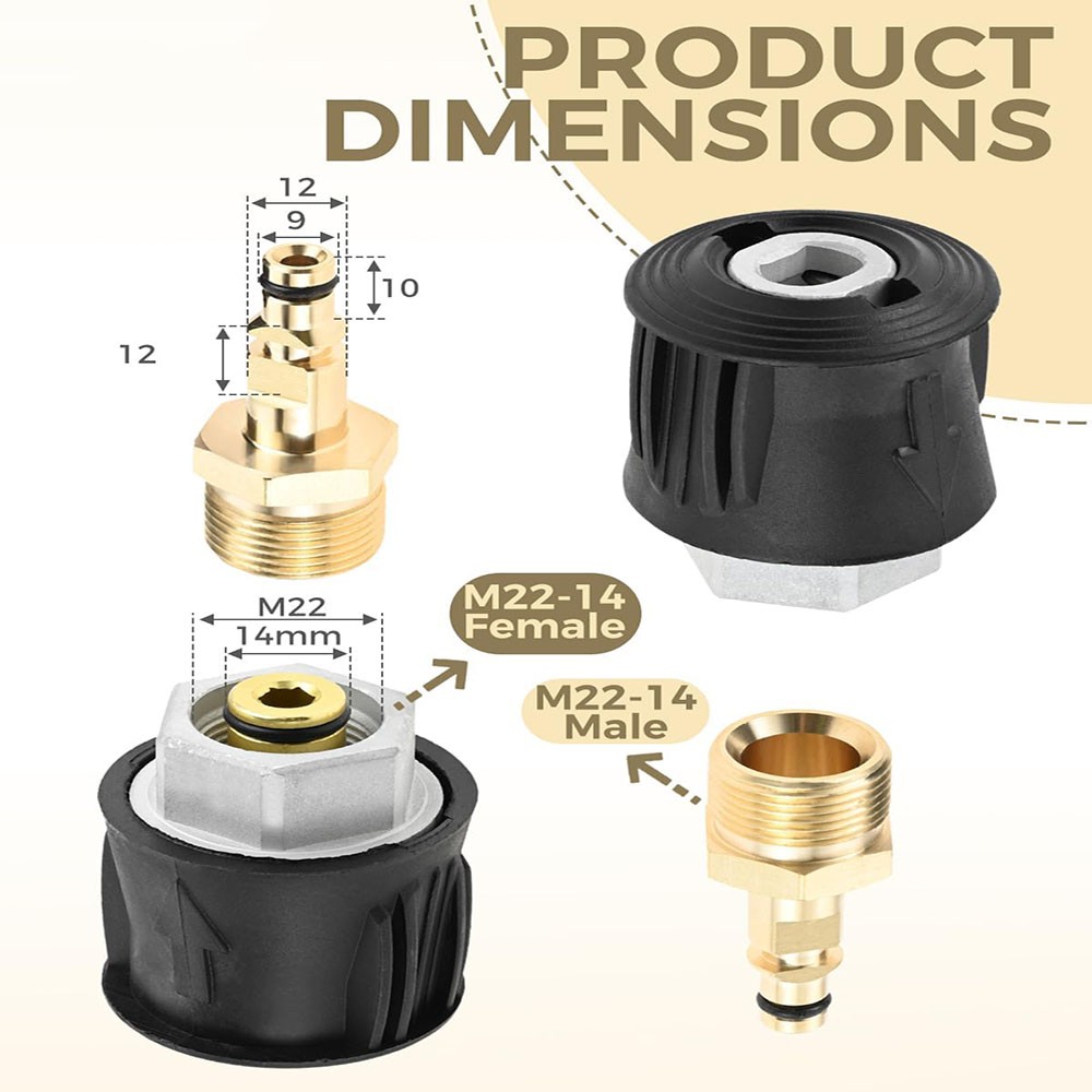 2PCS High Pressure Washer Adapter for Karcher K2 K3 K4 K5 K6 K7 M22
