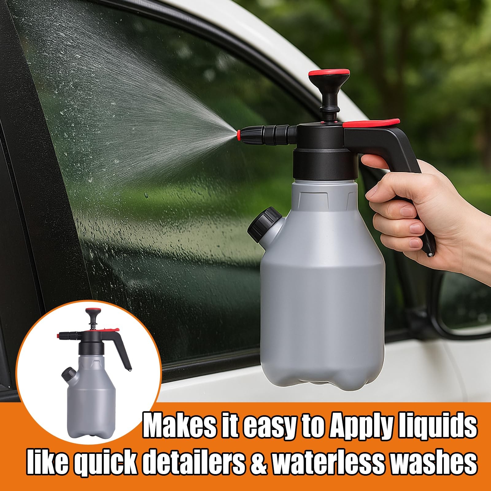 2L Car Wash Pump Foam Sprayer, 0.5 Gallon Pressure Atomizer Water Soap Spray …