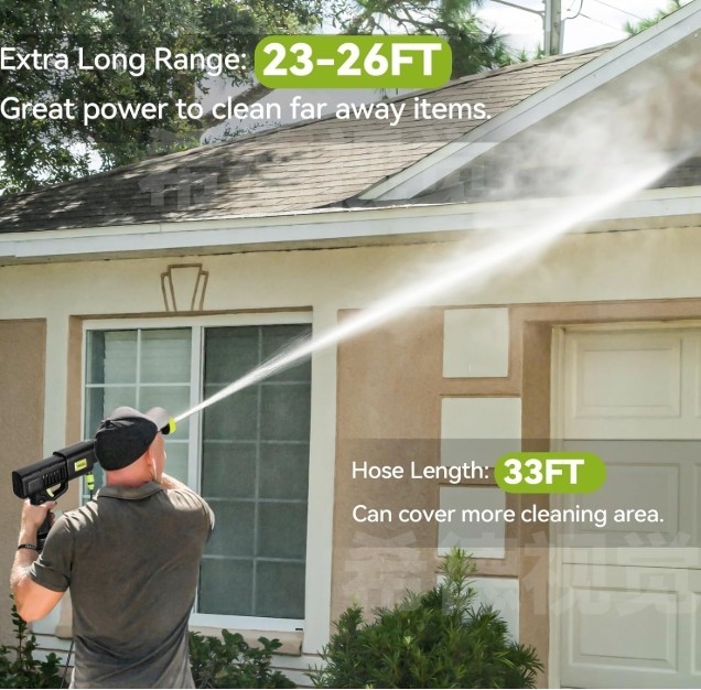 Cordless Car Washer, Lightweight Portable Cleaning Tool with 6-In-1 Nozzle, Batt