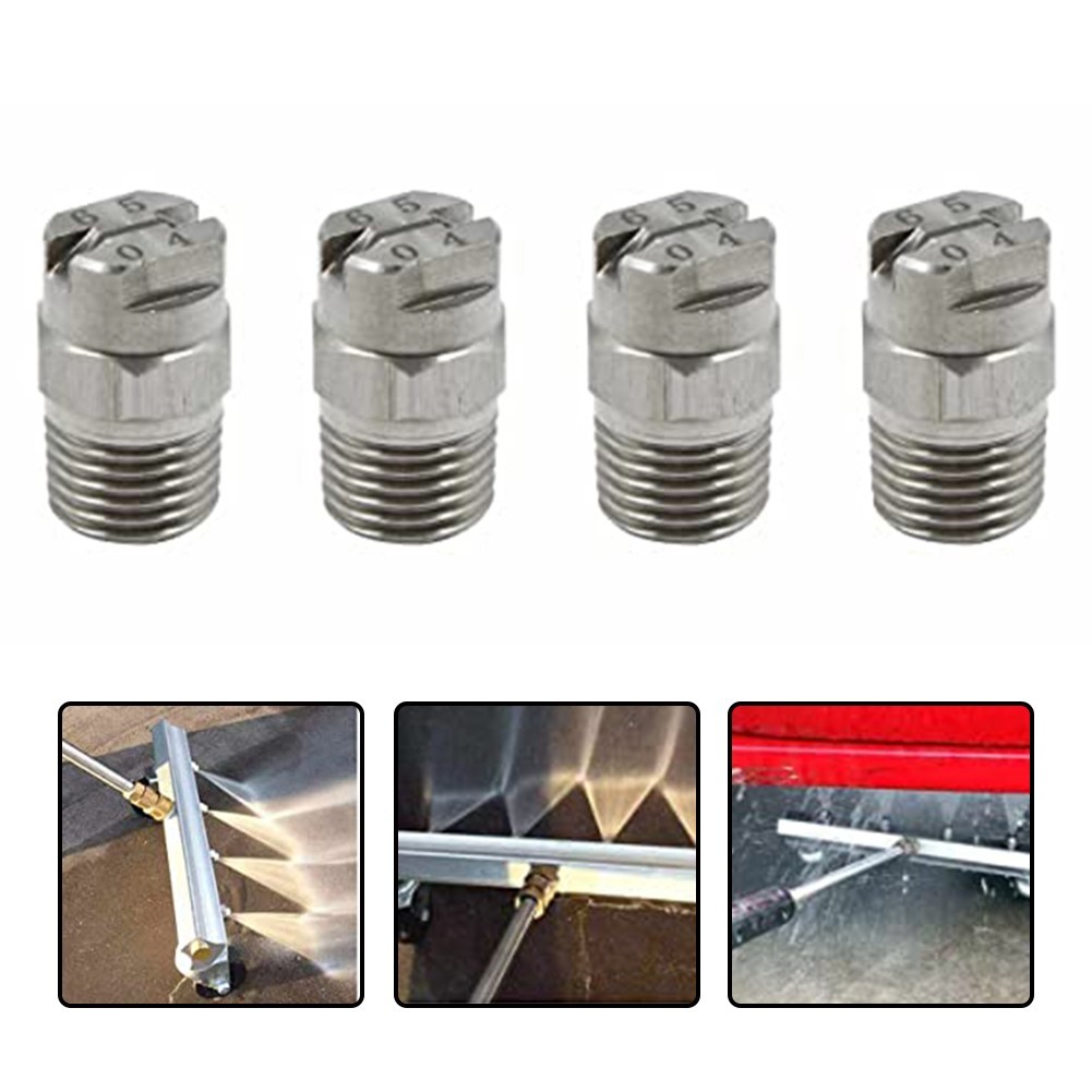 Fan Pattern Spray Nozzle 65 Deg Stainless Steel for Pressure Washer 4pcs