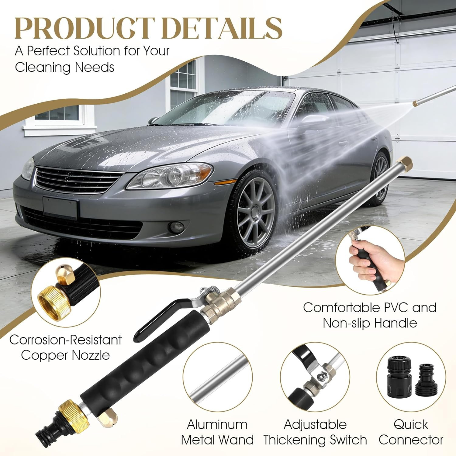 Jet Nozzle Power Washer for Garden, High Pressure Washer Tools with 2 Differe…