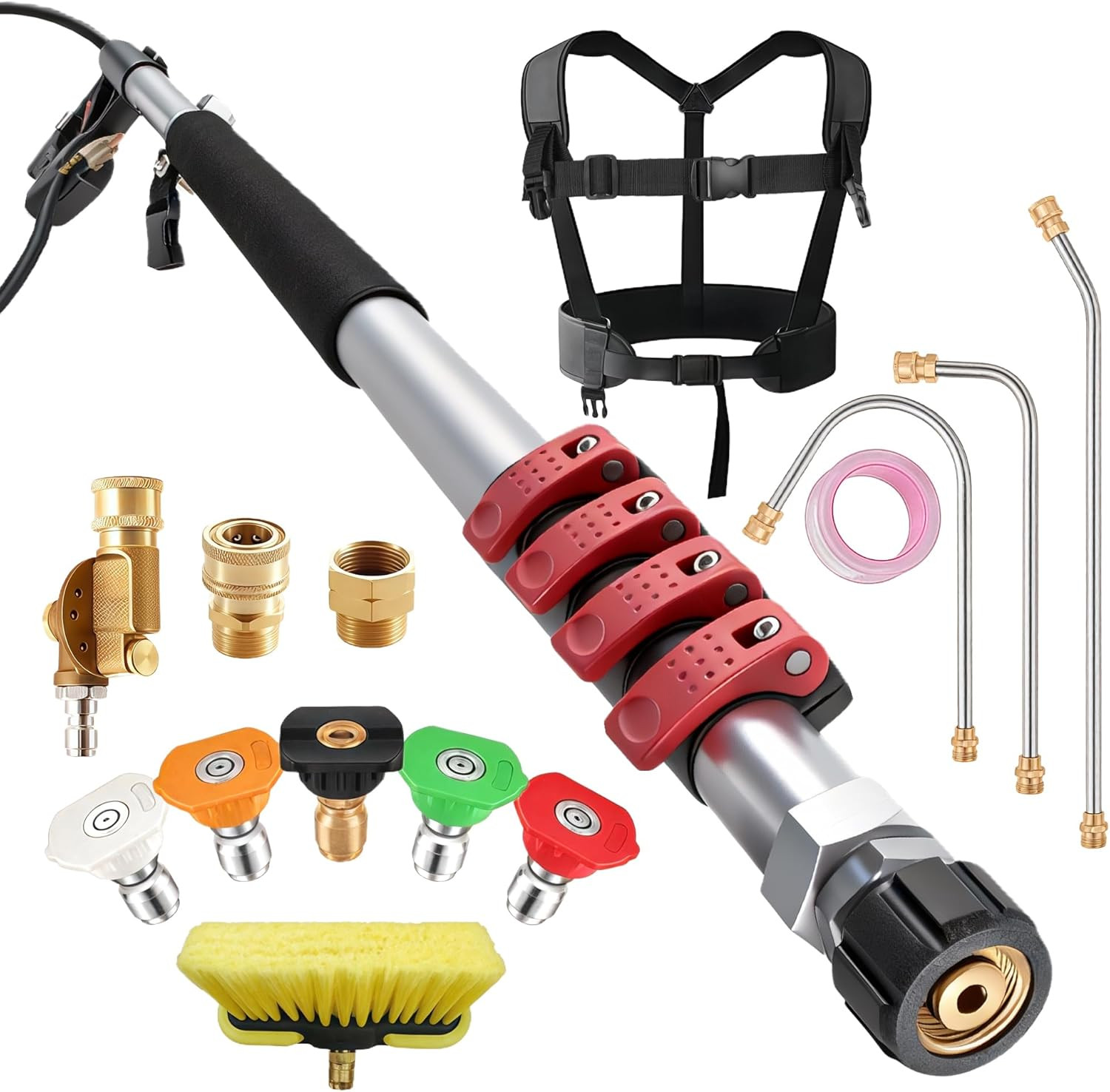 Gutter Cleaning Tools 24 FT Telescoping Pressure Washer 3 Extension Wands, Gutte