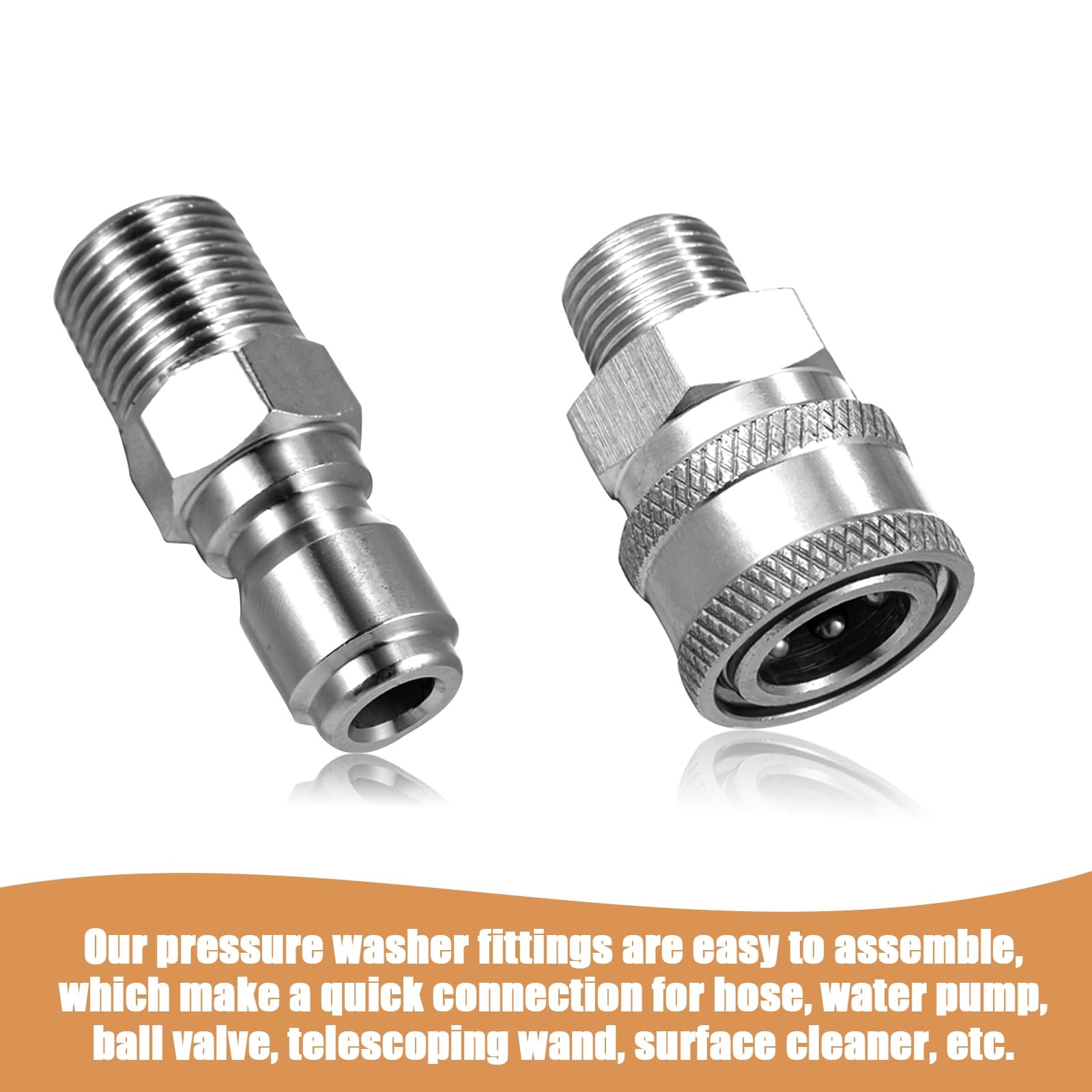 4 Sets NPT 3/8 Inch Pressure Washer Coupler Quick Connect Plug Adapter Stainless